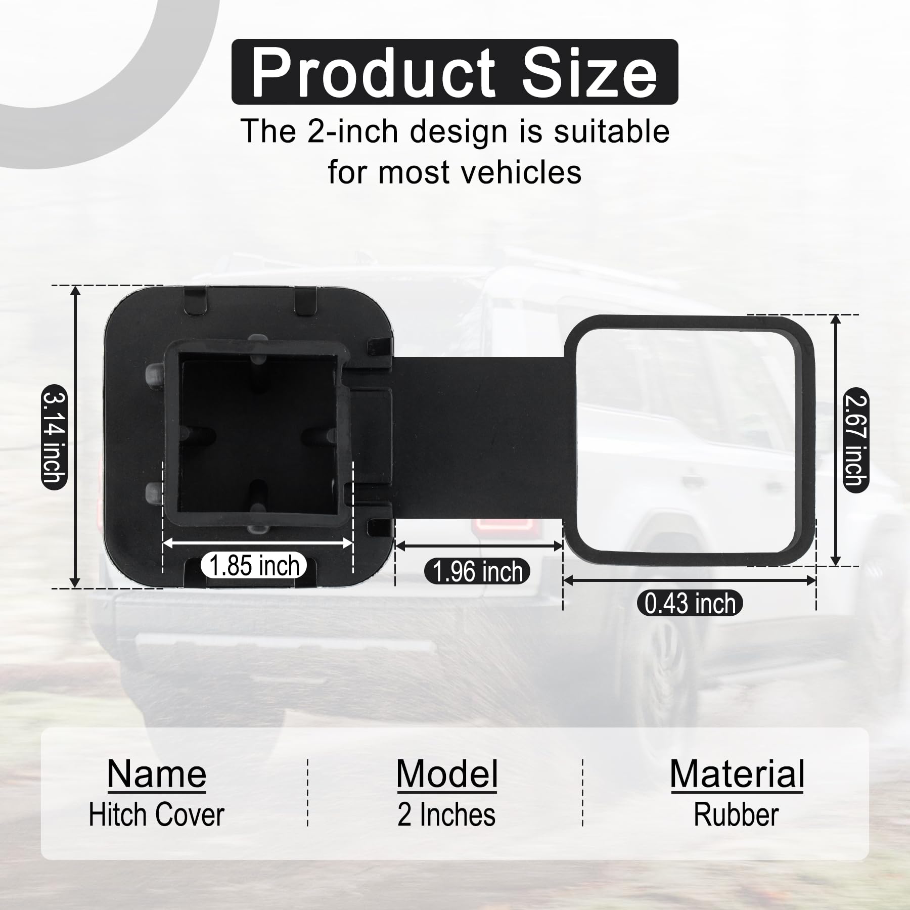 UYYE 2 Inch Rubber Trailer Hitch Cover, American Flag Rubber Tow Tube Cover Plug Cap, Car Exterior Accessories Fits for Most Vehicles Hitch Receivers, Hitch Cover Tube Plug Cap (Black)