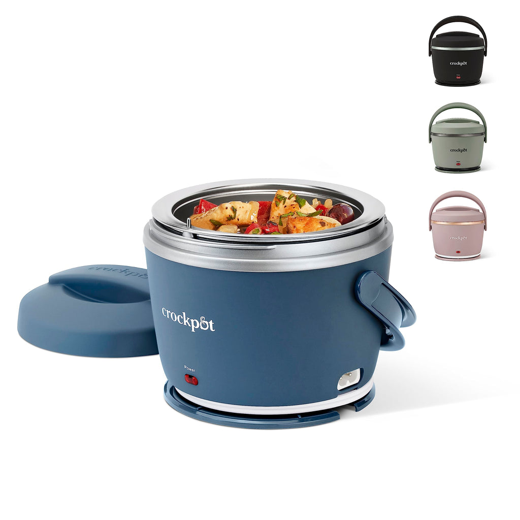 Crock-Pot 20oz Portable Electric Food Warmer, Personal Lunch Box Keeps Food Spill-Free & Warm, Ideal for Travel, Work, School, Car, On-the-Go, Dishwasher-Safe, Giftable, Faded Blue