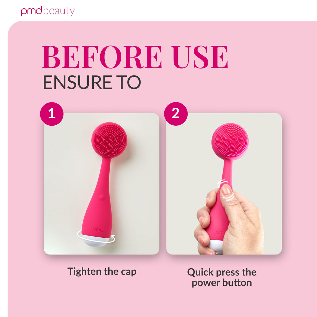 PMD Beauty: Electric Facial Cleansing Brush - Smart Facial Device with Silicone Brush & Anti-Aging Massager, Pink