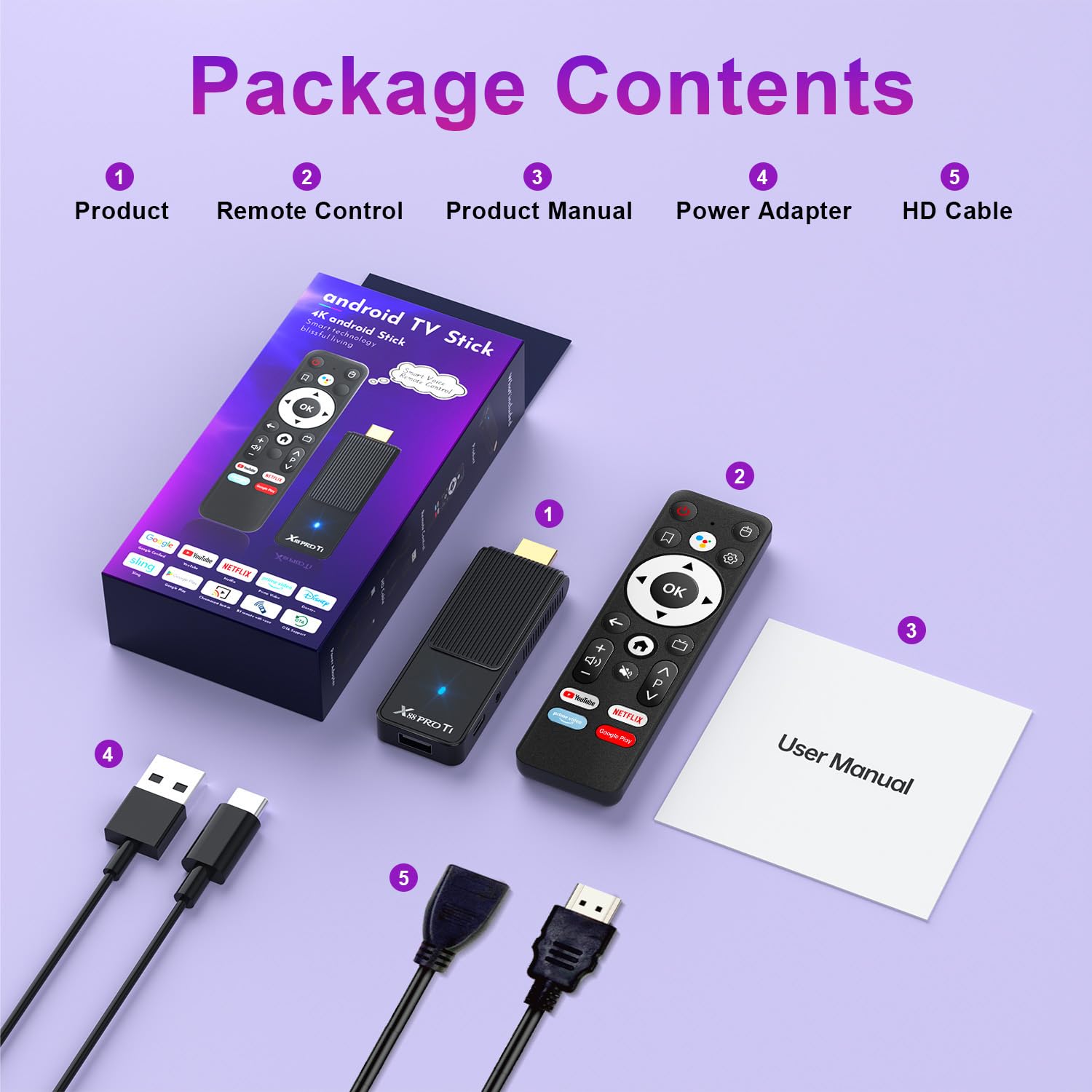 Android 14.0 TV Stick 2026, X88 PRO T1 Android TV Stick 2GB RAM 16GB ROM with RK3518 Quad-Core WiFi6 BT5.0 4K HD Video Output for Smart TV