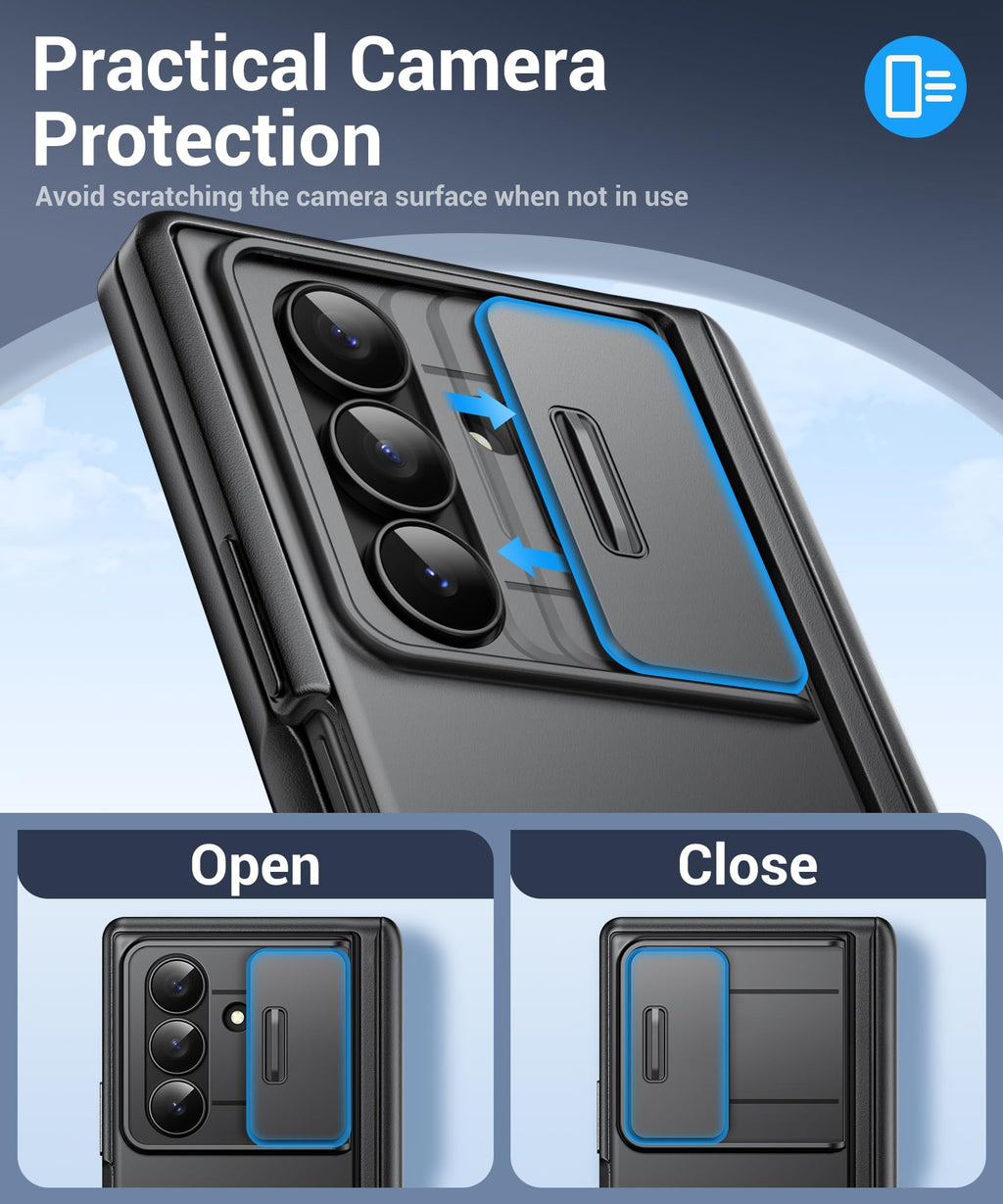 BERFY for Z Fold 8 Ultra Case, Built-in Privacy Screen & Kickstand, Black