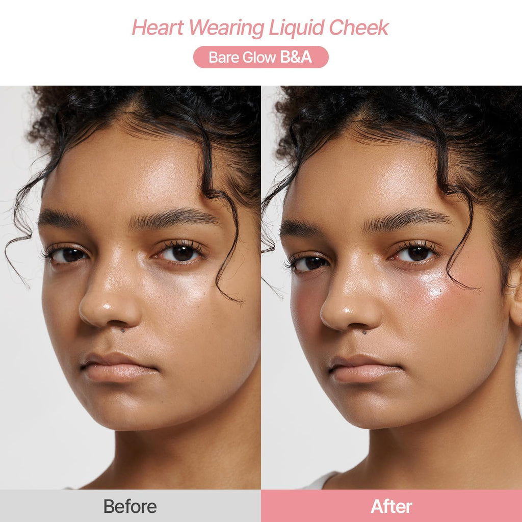 [2aN Heart Wearing Liquid Cheek (0.15oz) – Dewy Liquid Blush with Soft Glow & Clear Layering | Hydrating Essence + Glossy Oil Blend | Buildable, Finger-Blend Texture|8 Vibrant Shades] (06 Bare Glow)