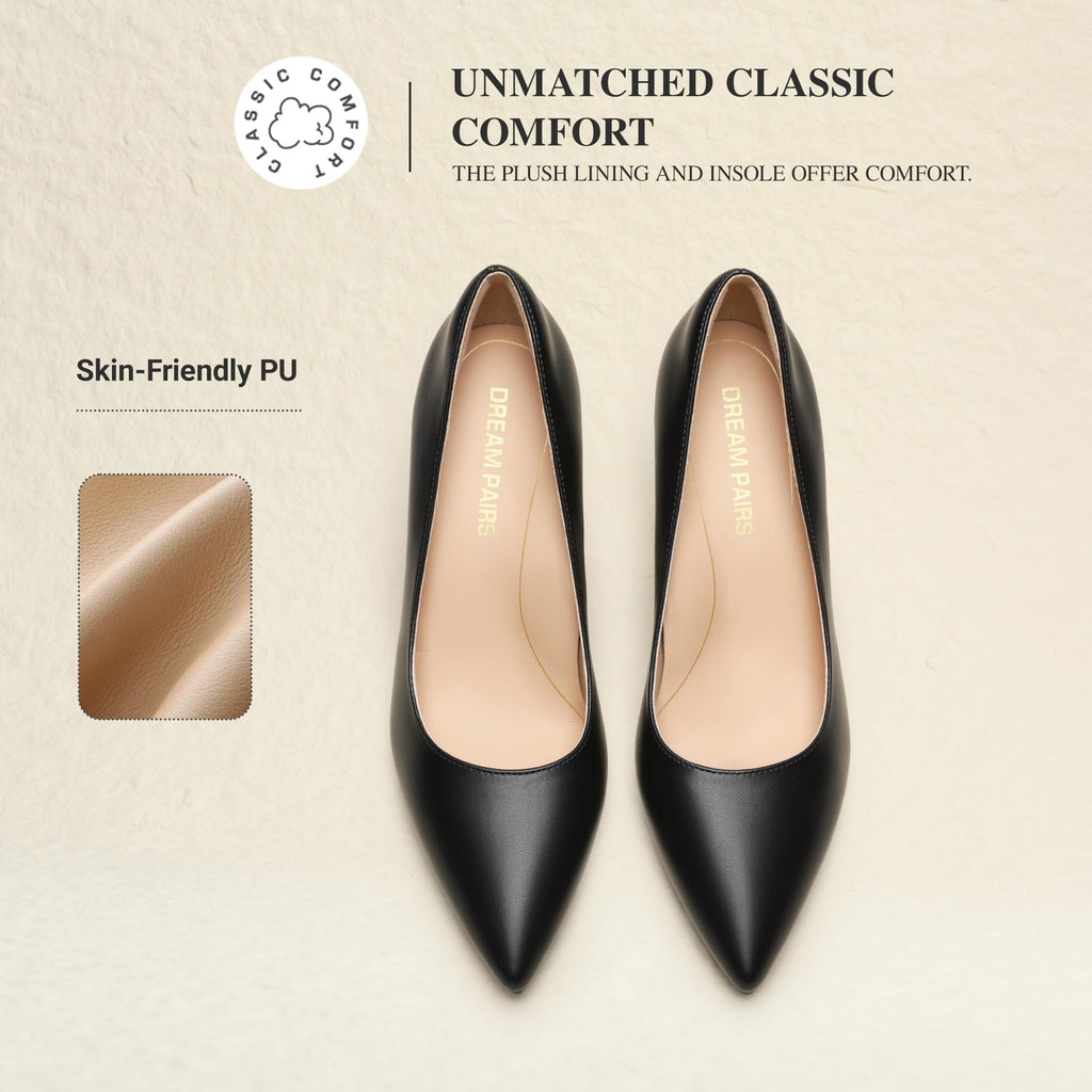 DREAM PAIRS Women's High Heels Pump Closed Pointed Toe Slip On Stiletto Dress Shoes Fashion Wedding Bridal Work Office Comfortable Pumps Shoes,Size 9,Black-Pu,SDPU25095W
