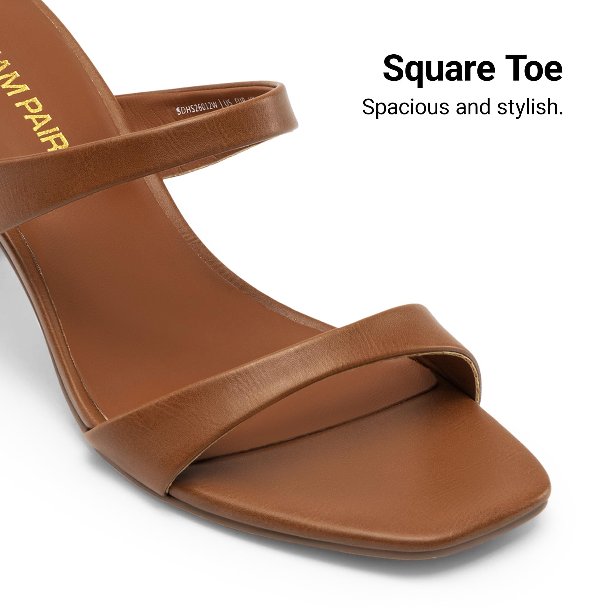 DREAM PAIRS Women's Low Kitten Heels Square Toe Two Strap Heeled Sandals Dress Casual Summer Mules Shoes,Size 6,Brown,SDHS26012W
