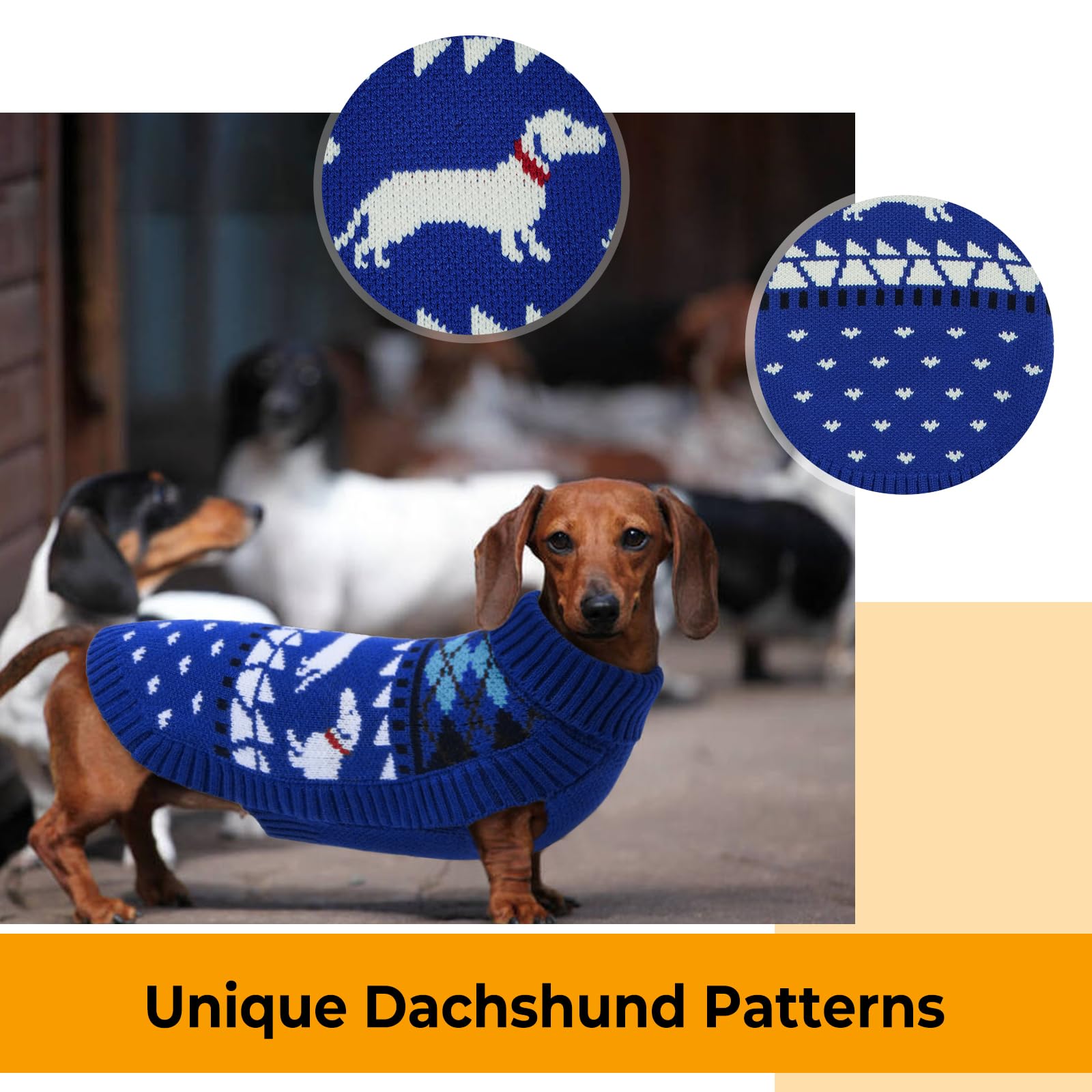 Lelepet Dachshund Sweater, Turtleneck Dog Sweaters for Small Dogs, Warm Pullover Knitted Pet Coat, Cold Weather Dachshund Clothes, Fall/Winter Cozy Outfit (XS-XL)
