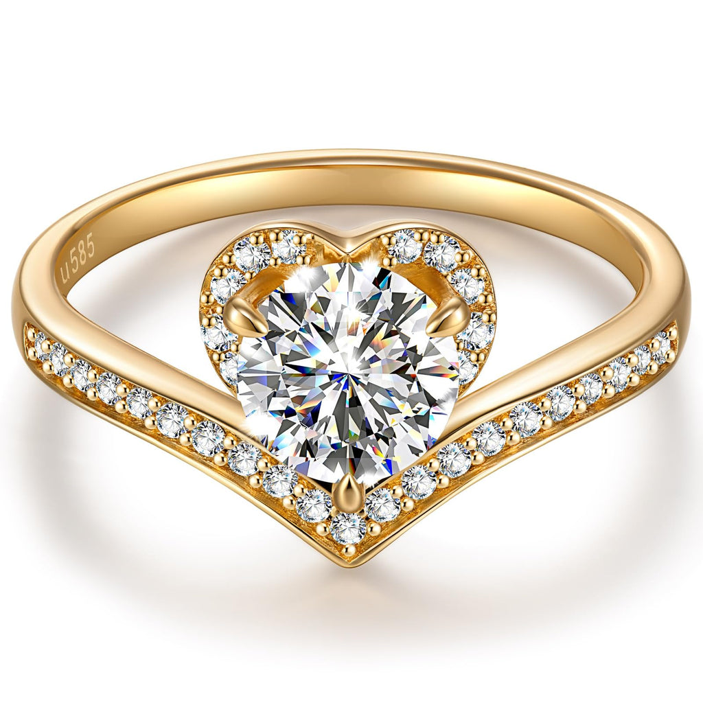 Kate Lynn 14K Gold Rings for Women, 1CT D Color VS Clarity Lab Grown Diamond Rings for Women, Engagement Promise Wedding Anniversary Rings for Her