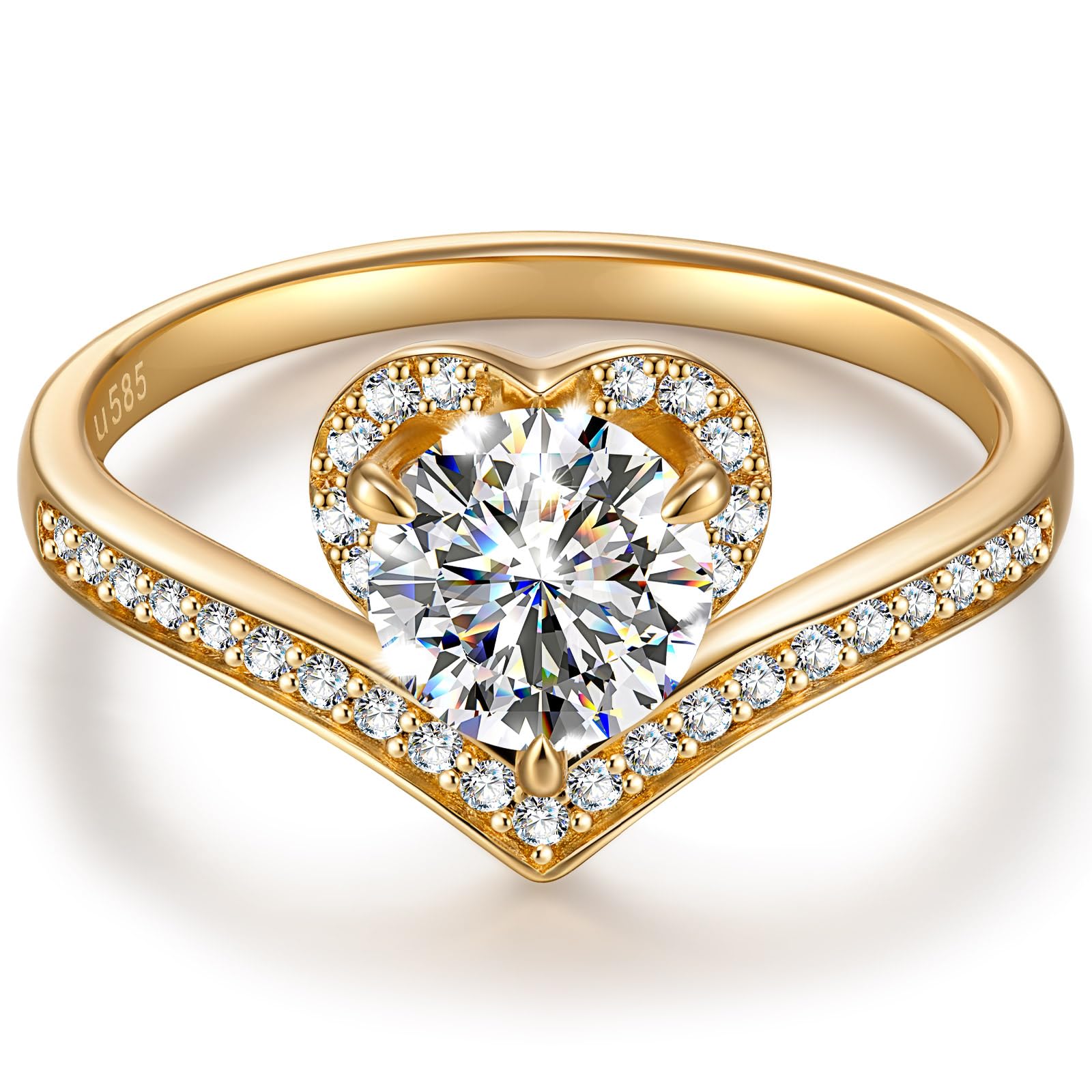 Kate Lynn 14K Gold Rings for Women, 1CT D Color VS Clarity Lab Grown Diamond Rings for Women, Engagement Promise Wedding Anniversary Rings for Her