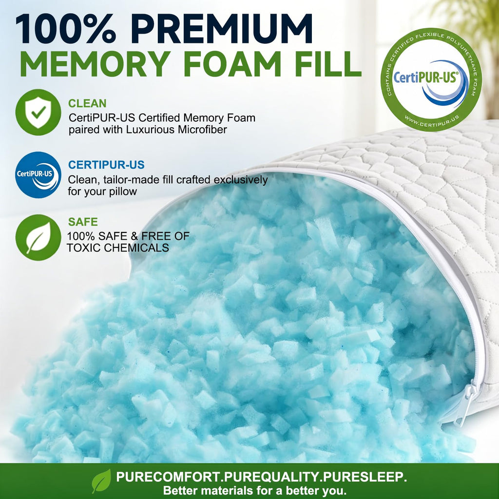 SUPA MODERN Cooling Pillow Queen Size Set of 2, CertiPUR-US Shredded Memory Foam Pillows for Sleeping, Cool Bed Pillows for Hot Sleepers, Adjustable Firm Pillow for Side,Back,Stomach Sleepers