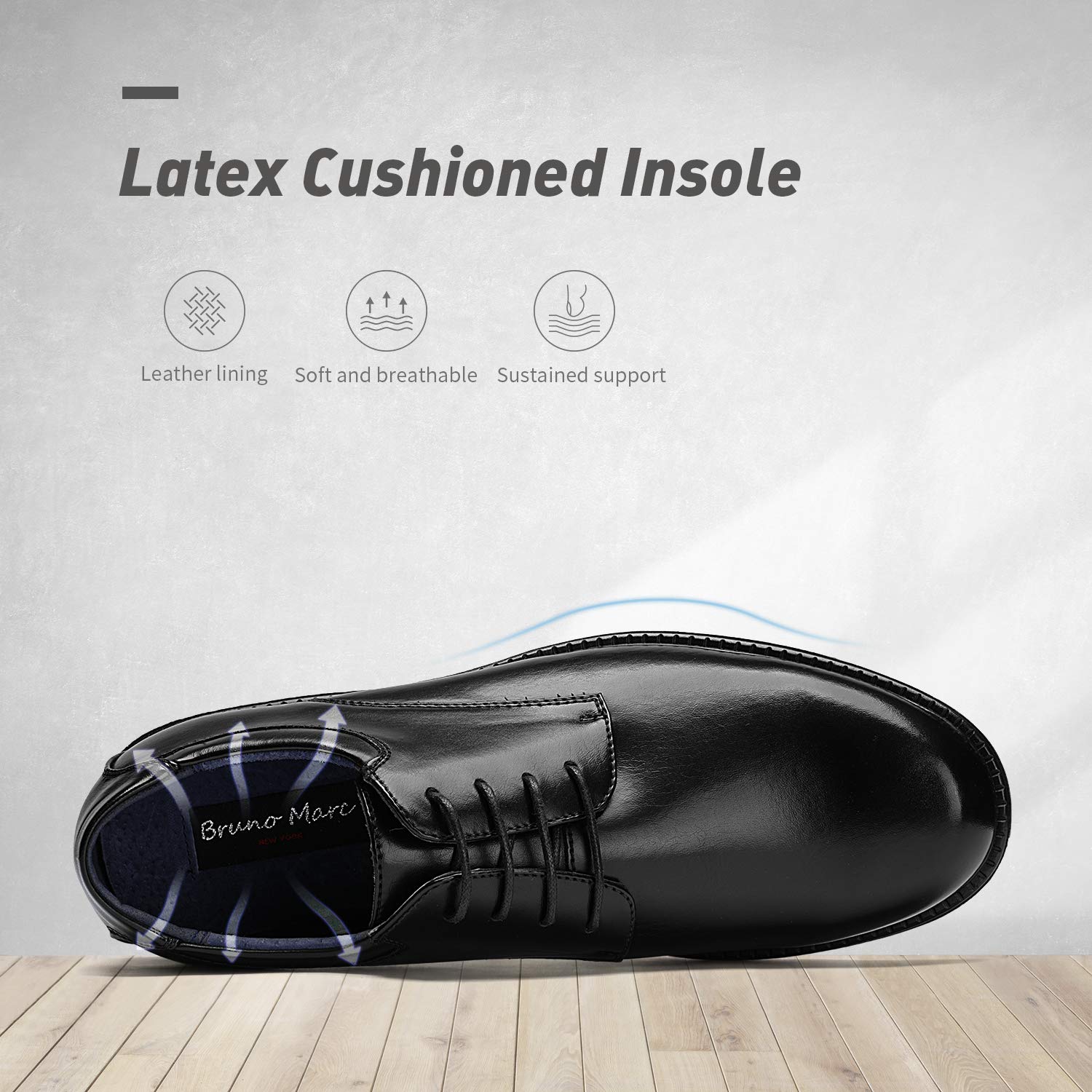 Bruno Marc Men's Dress Oxford Shoes Classic Lace Up Formal Shoes,Size 12W,Black,DOWNINGWIDE-02