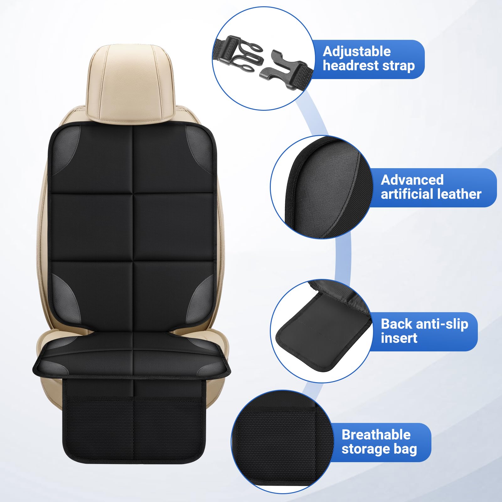 Car seat Protector 2 mesh Pocket Waterproof car seat Covers, Universal Size, Baby, pet, Children's car seat Protector, Anti Slip Bottom (1 piece)