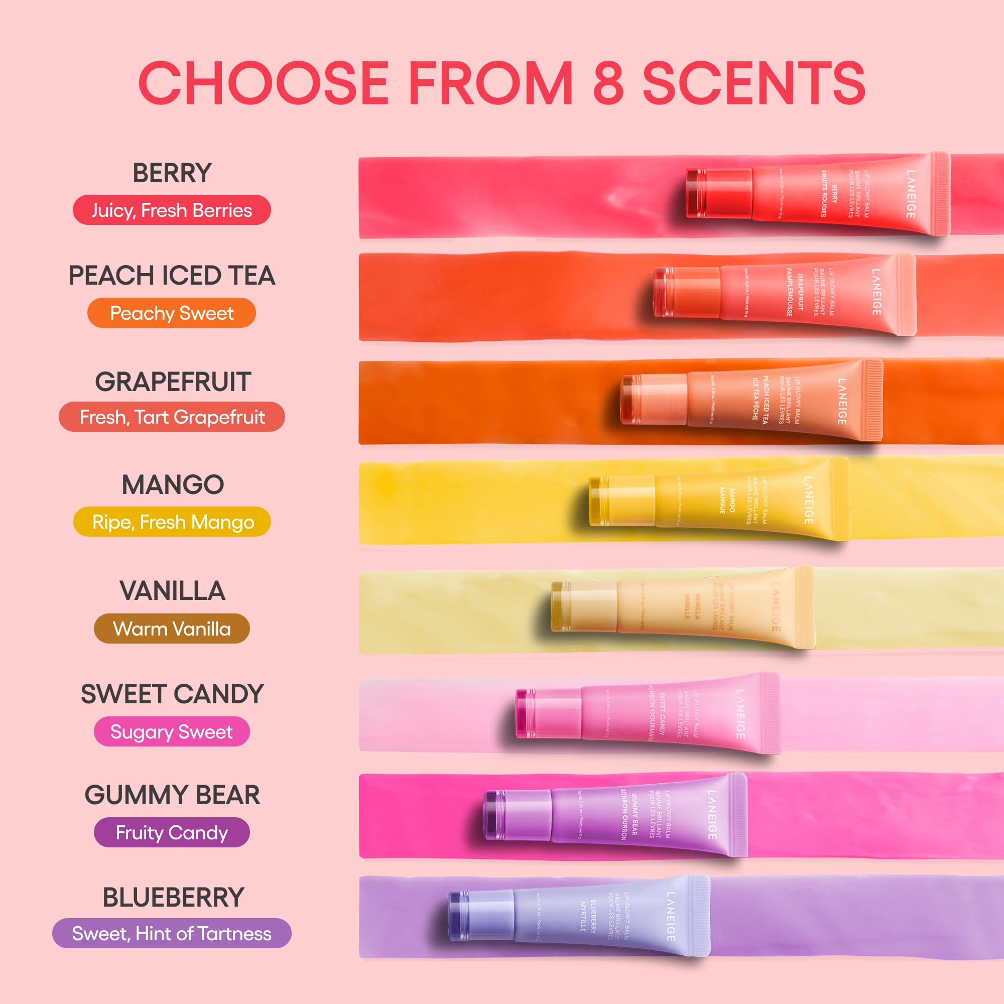 LANEIGE Lip Glowy Balm: Sheer Tinted Lip Treatment Balm Tube with Shea & Murumuru Butters for Hydrating, Moisturizing, Glossy, Non-Sticky Shine, Berry | Korean Skin Care, Pear