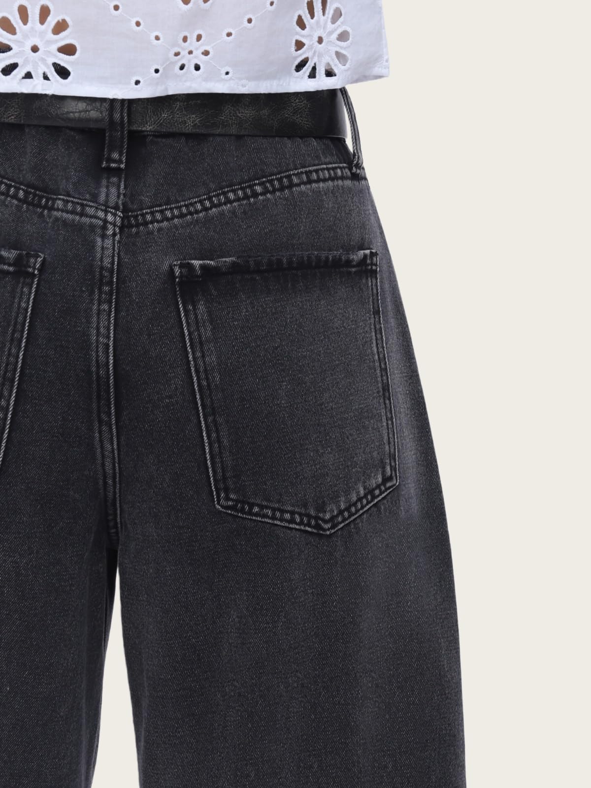 SHAPUM Black Baggy Barrel Jeans for Women High Waisted Trendy Balloon Jeans Retro Pear Shaped Boyfriend Distressed Jean