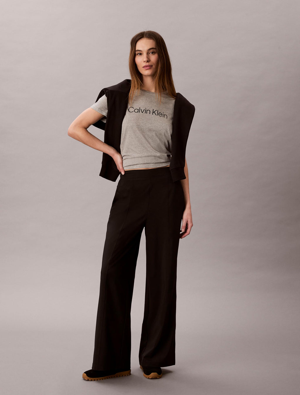 Calvin Klein Women's Performance Cotton Modal Logo Tee Grey Heather
