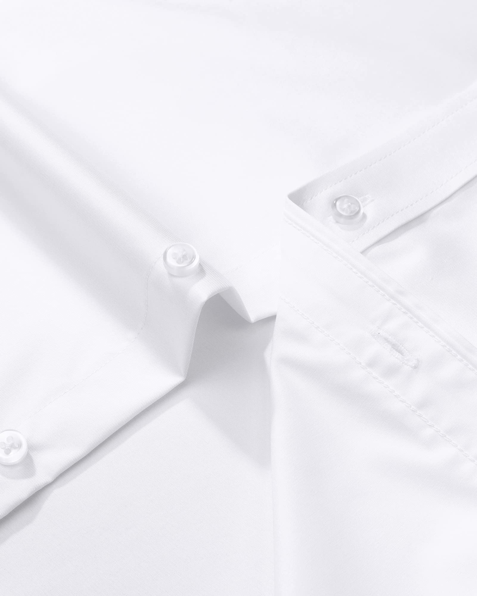 J.VER Men's Dress Shirts Solid Long Sleeve Stretch Wrinkle-Free Formal Shirt Business Casual Button Down Shirts White Large