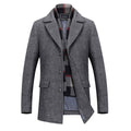 INVACHI Mens Wool Blend Coat Winter Trench Coat with Detachable Soft Scarf Single Breasted Overcoat