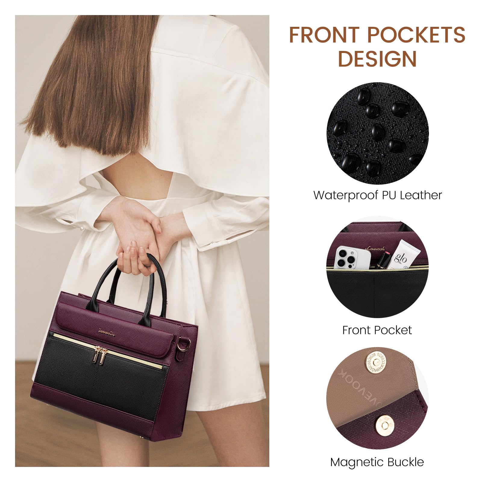 LOVEVOOK Purses and Handbags for Women,Leather Shoulder Bag Black Purse Tote,Satchel Crossbody Bags Top Handle for Ladies