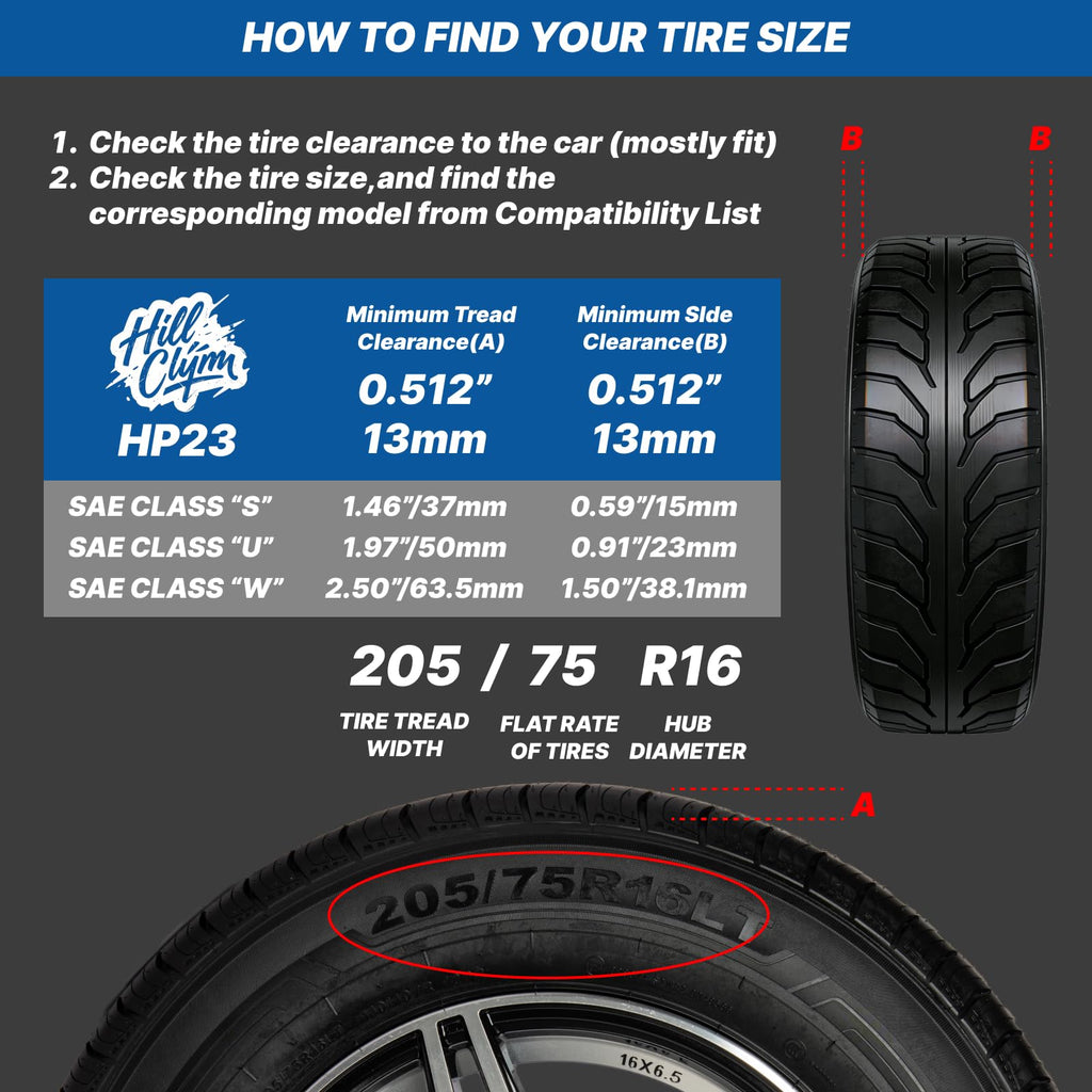 Snow Chains for Pickup Trucks & SUVs Off-road, Heavy Duty Quick Fit & Easy Installation Snow Tire Chains, Portable Reusable Emergency Tire Traction Chain, Set of 2 (HP2335)