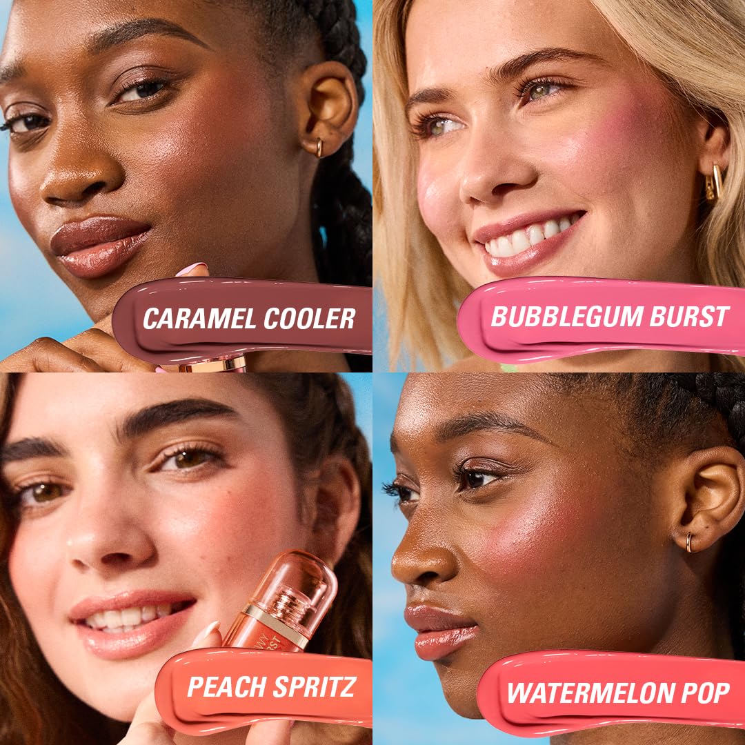 Revolution Beauty London, Superdewy Liquid Blush Burst, Buildable Color for Cheek, Serum Formula with Peptides & Hyaluronic Acid, Vegan & Cruelty-Free, Bubblegum Burst Pink, 0.14 oz