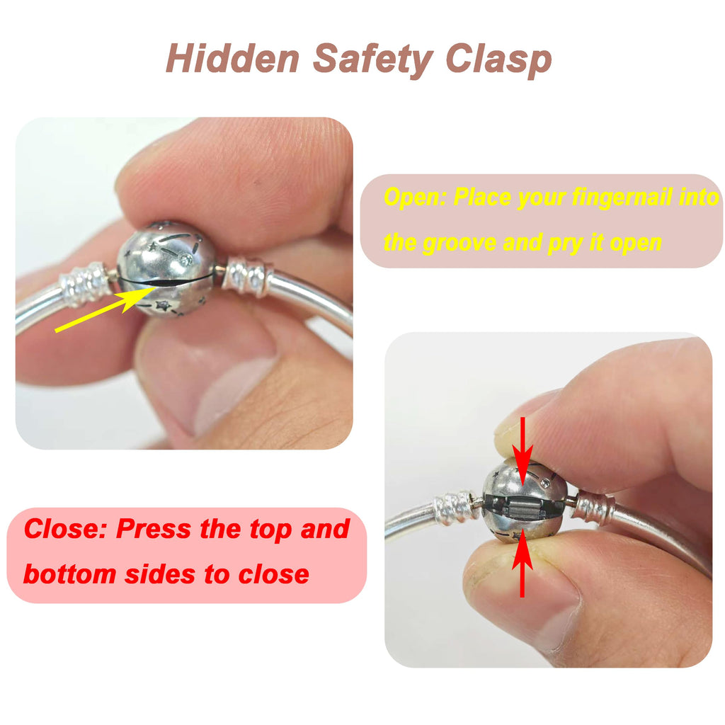 Heart Clasp Rose Snake Charm Bracelets for Women Sterling Silver, Travel Charm Moments European Bracelet Filigree Chain Dreamcatcher Bead Jewelry Compatible with Pandora Charms