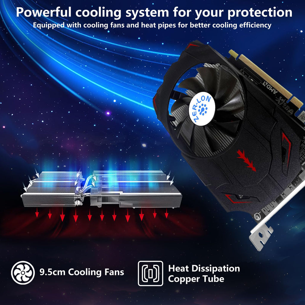ZER-LON Radeon RX 550 4GB Graphics Card, GDDR5 128 Bit PCIE 3.0 Computer Gaming Gpu, 1183MHz Video Card with HDMI/DP/DVI Ports Support 4K