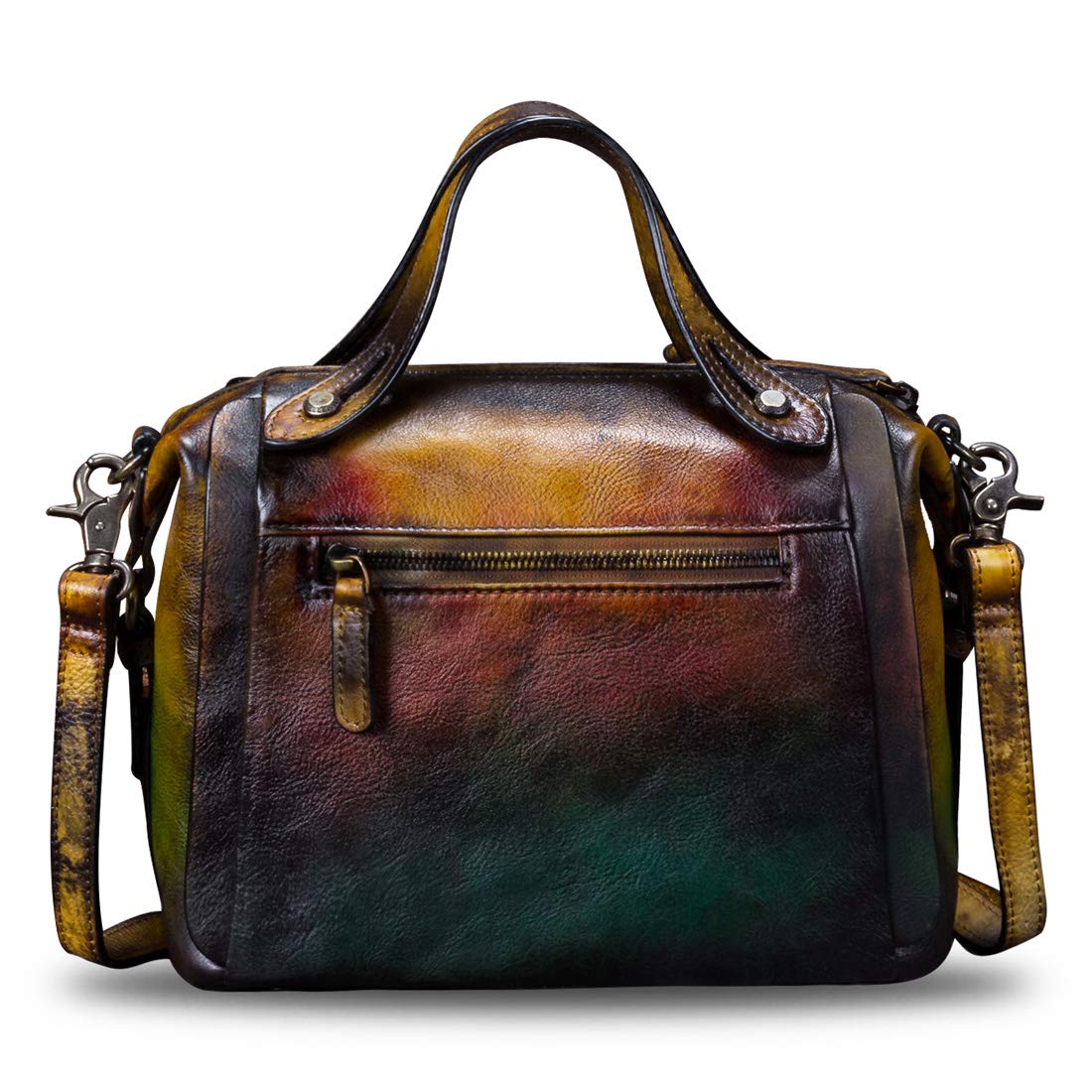 Genuine Leather Purses and Handbags for Women Vintage Handmade Fashion Shoulder Bag Crossbody Satchel with Strap (Multicolor2)