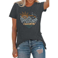 LOOKFACE Women Crewneck Cute Graphic Short Sleeve T Shirts Dark Grey Large