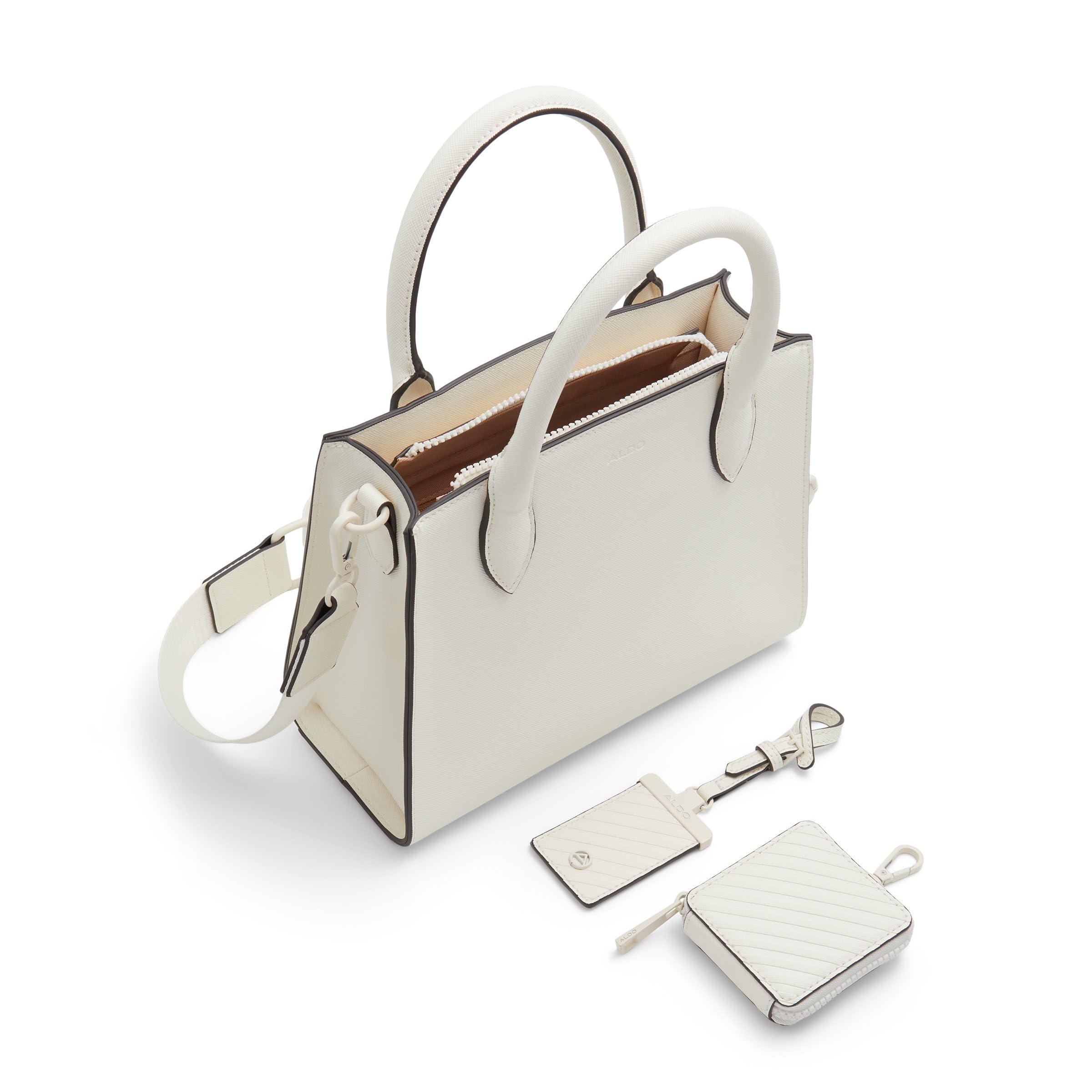 ALDO Women's Cadoanad Satchel Bag, White/Bone