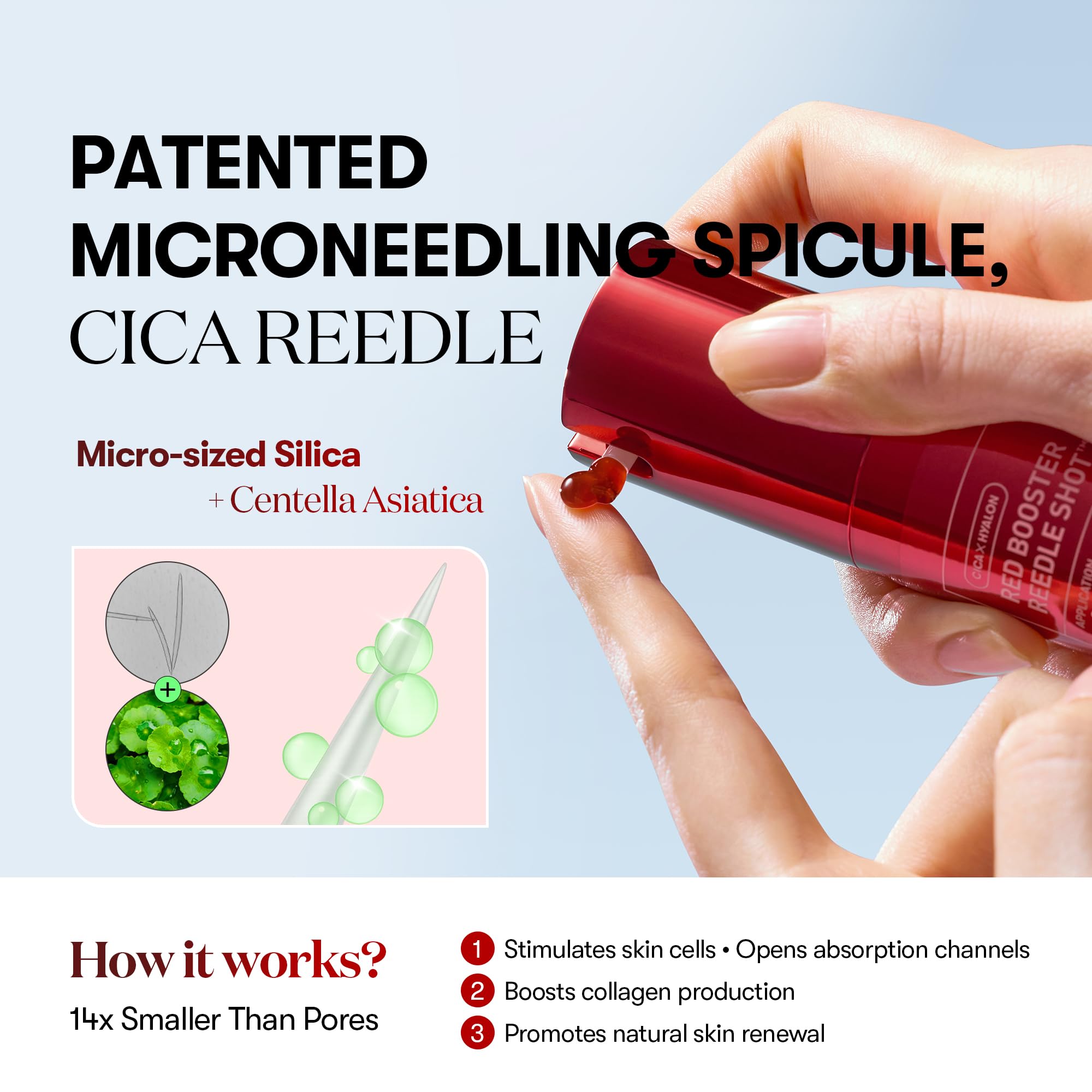 VT COSMETICS Red Booster Reedle Shot 100 Serum with Dragon’s Blood Extract & Exosome Microneedling Formula, Korean Skincare, 1.69 fl oz(50ml)
