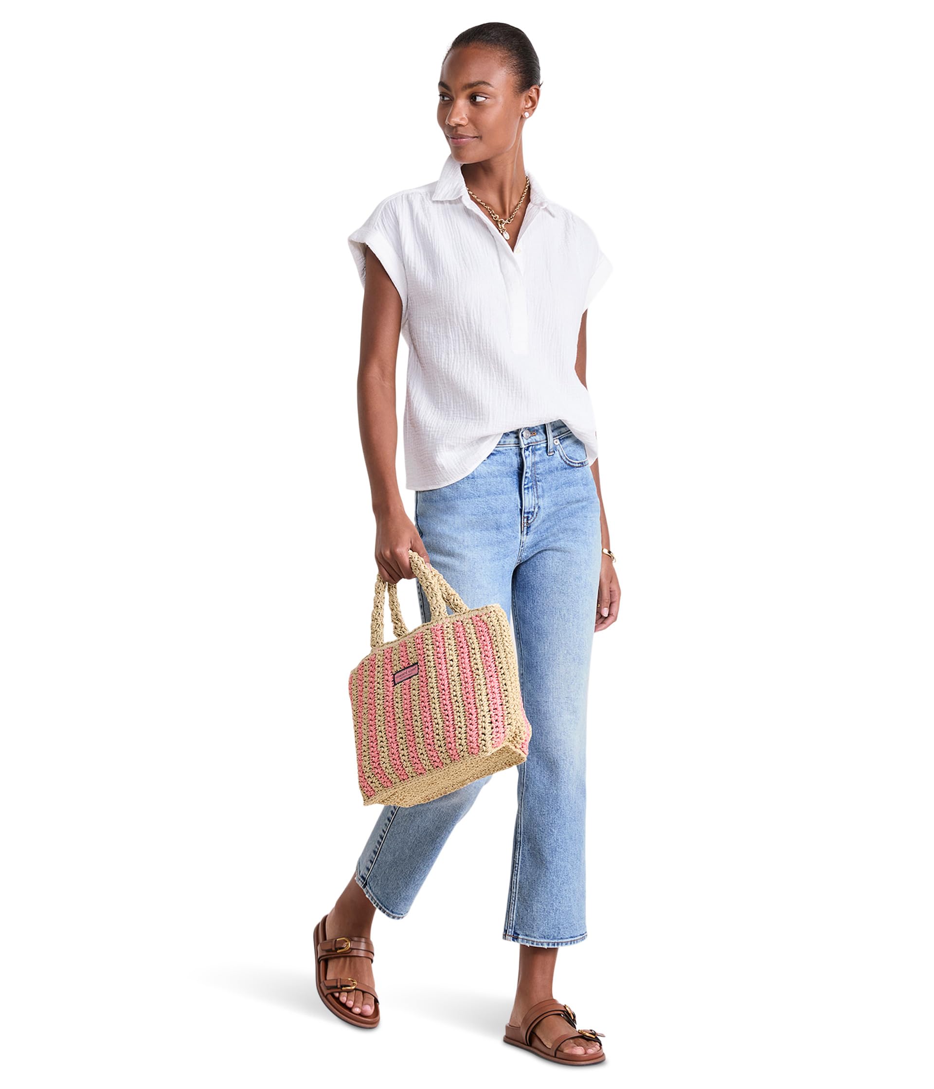 vineyard vines Margo Gauze Top, White, S