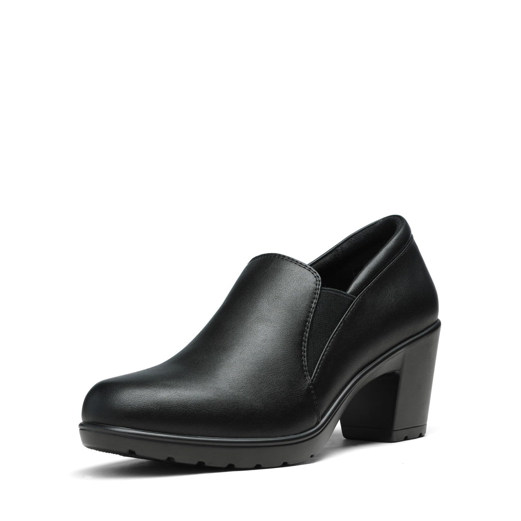 DREAM PAIRS Women's Low Chunky Block Heels Pumps Comfortable Slip-on Heeled Loafers Dress Work Shoes for Office Business,Size 9W,Black,DPU214-W