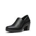 DREAM PAIRS Women's Low Chunky Block Heels Pumps Comfortable Slip-on Heeled Loafers Dress Work Shoes for Office Business,Size 9W,Black,DPU214-W
