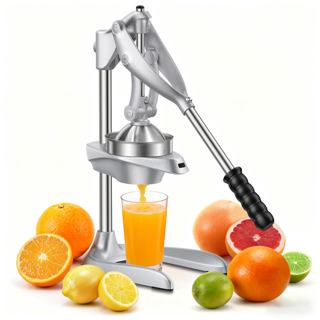 Manual Juicer, AMOHEE Stainless Steel Orange Juicer Squeezer for Citrus Lemon Pomegranate, Easy to Use & Clean Countertop Hand Press