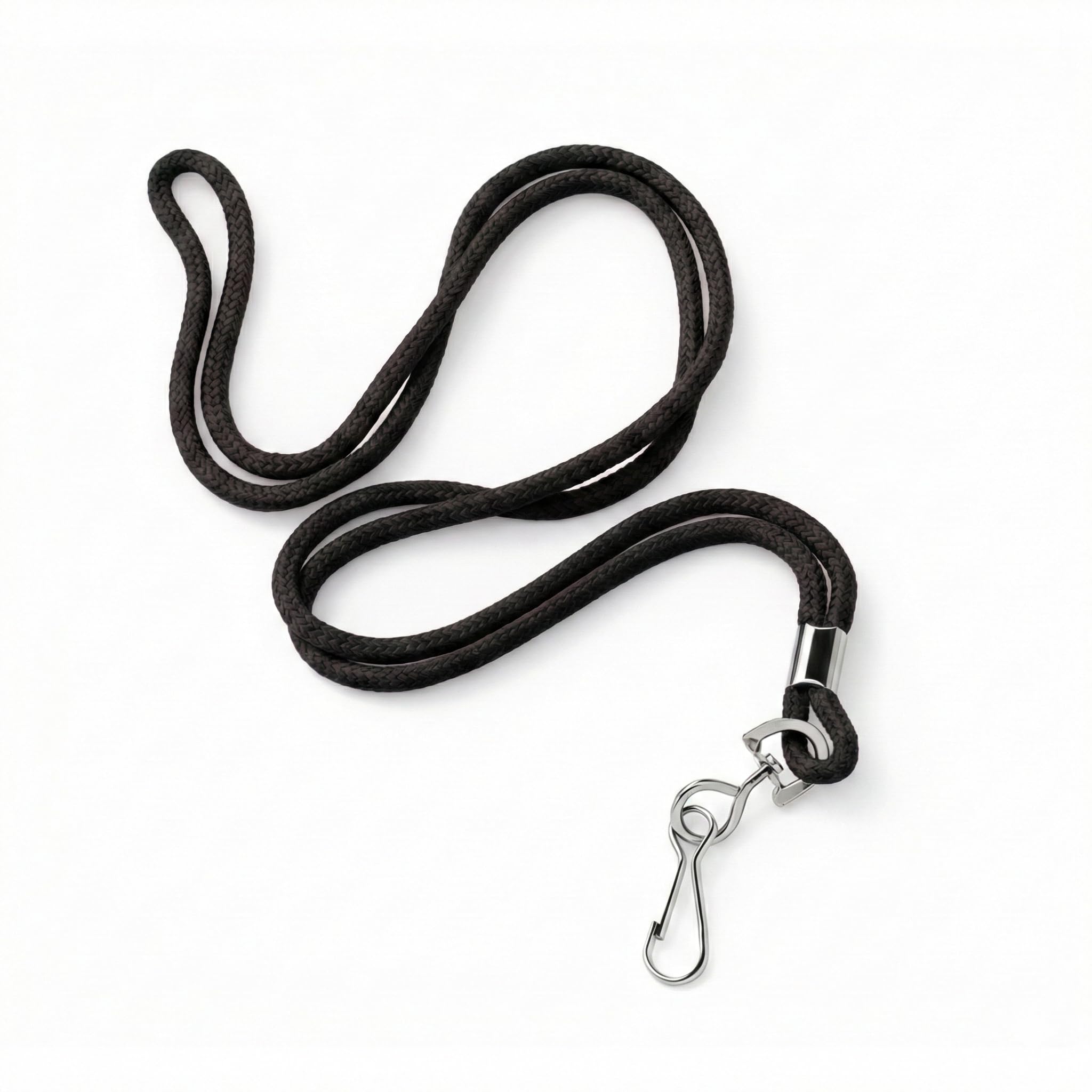Specialist ID Black Lanyard with Swivel Hook - Basic, Round, Thin Braided Non-Breakaway Neck Strap Cord for School Name Tag, Office I'D Card, Keychain, Referee Whistle and More