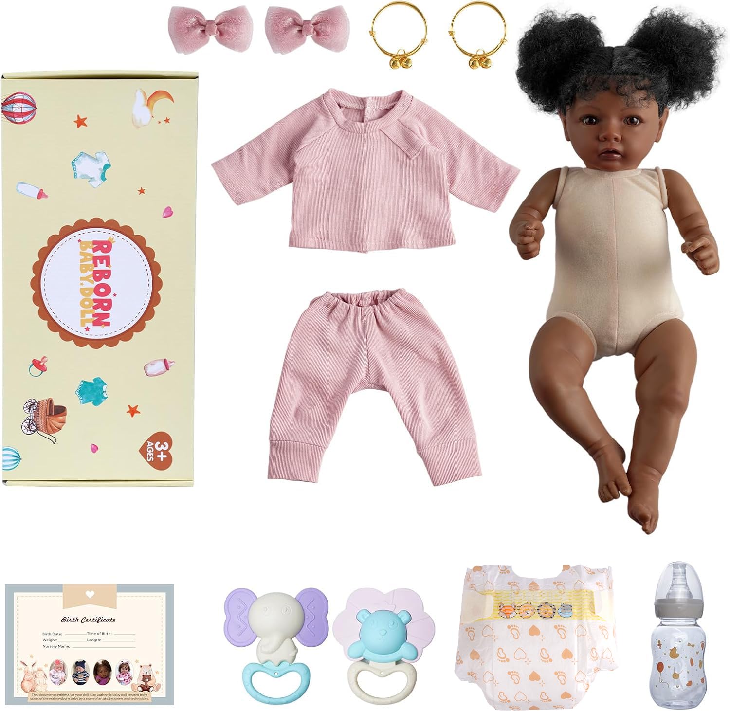 BABESIDE Lifelike Reborn Baby Dolls Daisy Black Girl- 20 Inch Soft Body Realistic-Newborn Handmade Real Life Baby Dolls with Clothes and Toy Gift for Kids Age 3+