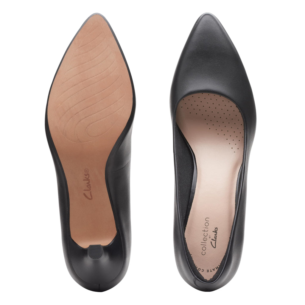 Clarks womens Linvale Jerica Pump, Black Leather, 8.5 US