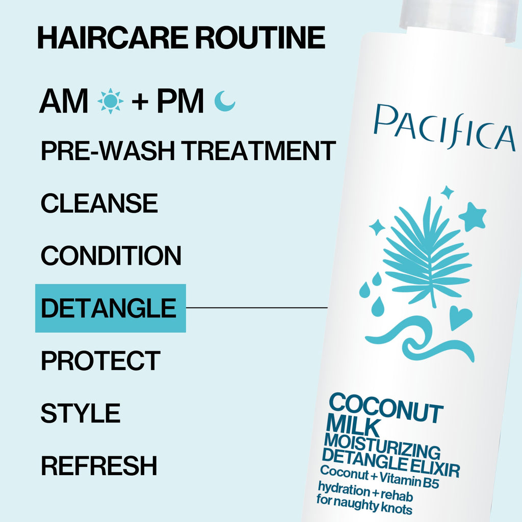 Pacifica Coconut Milk Hair Detangler Spray – Leave-In Conditioning Elixir for Tangle-Free Hair – Instantly Detangles Knots, Adds Shine & Moisture, Prevents Breakage & Frizz – Vegan & Cruelty-Free