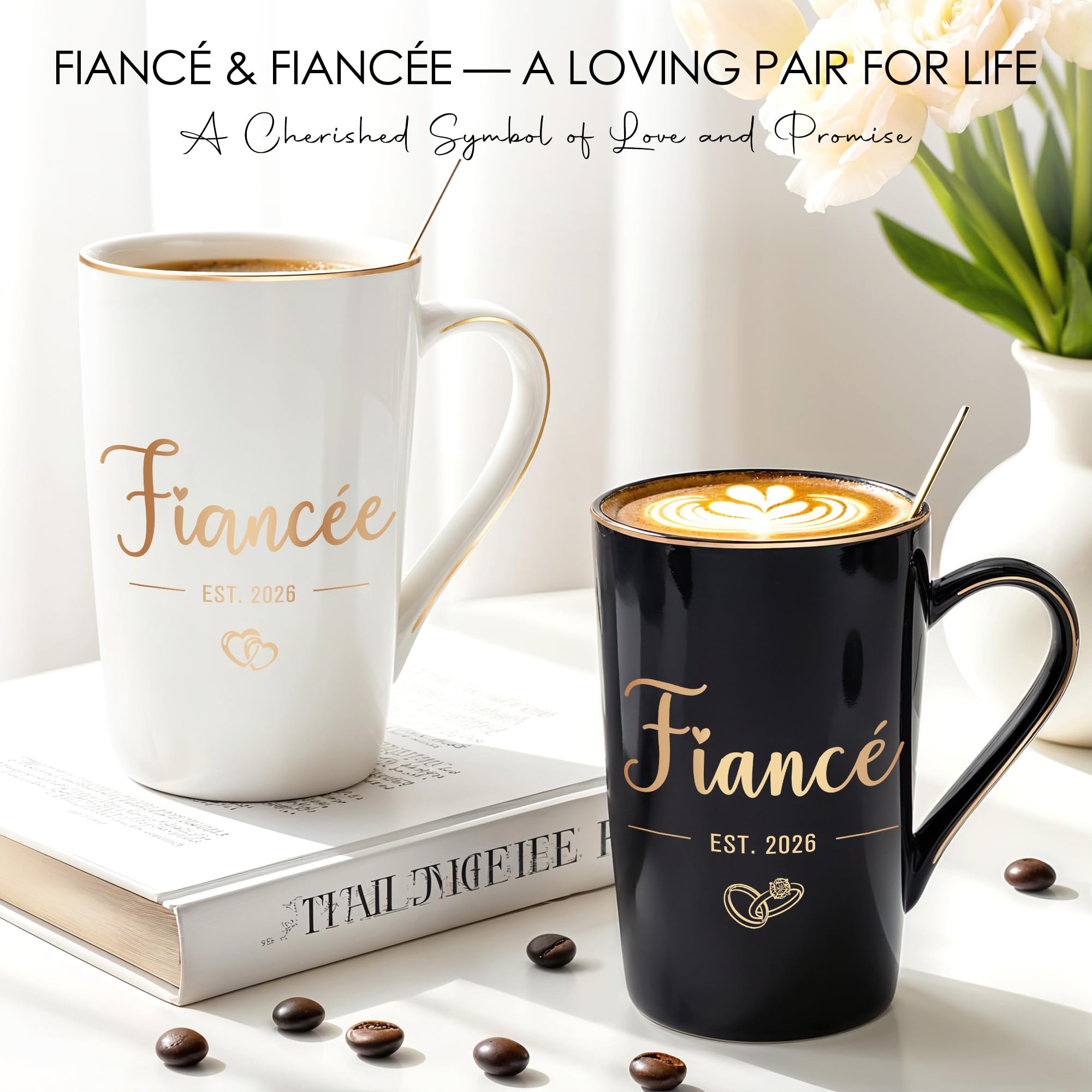 Engagement Gifts for Couples Newly Engaged Gifts for Couple Happy Engagement Gift for Women Fiance Gift for Women Just Engaged Decorations Ideas with Mugs Socks Candle Card for Her Him Men Best Friend