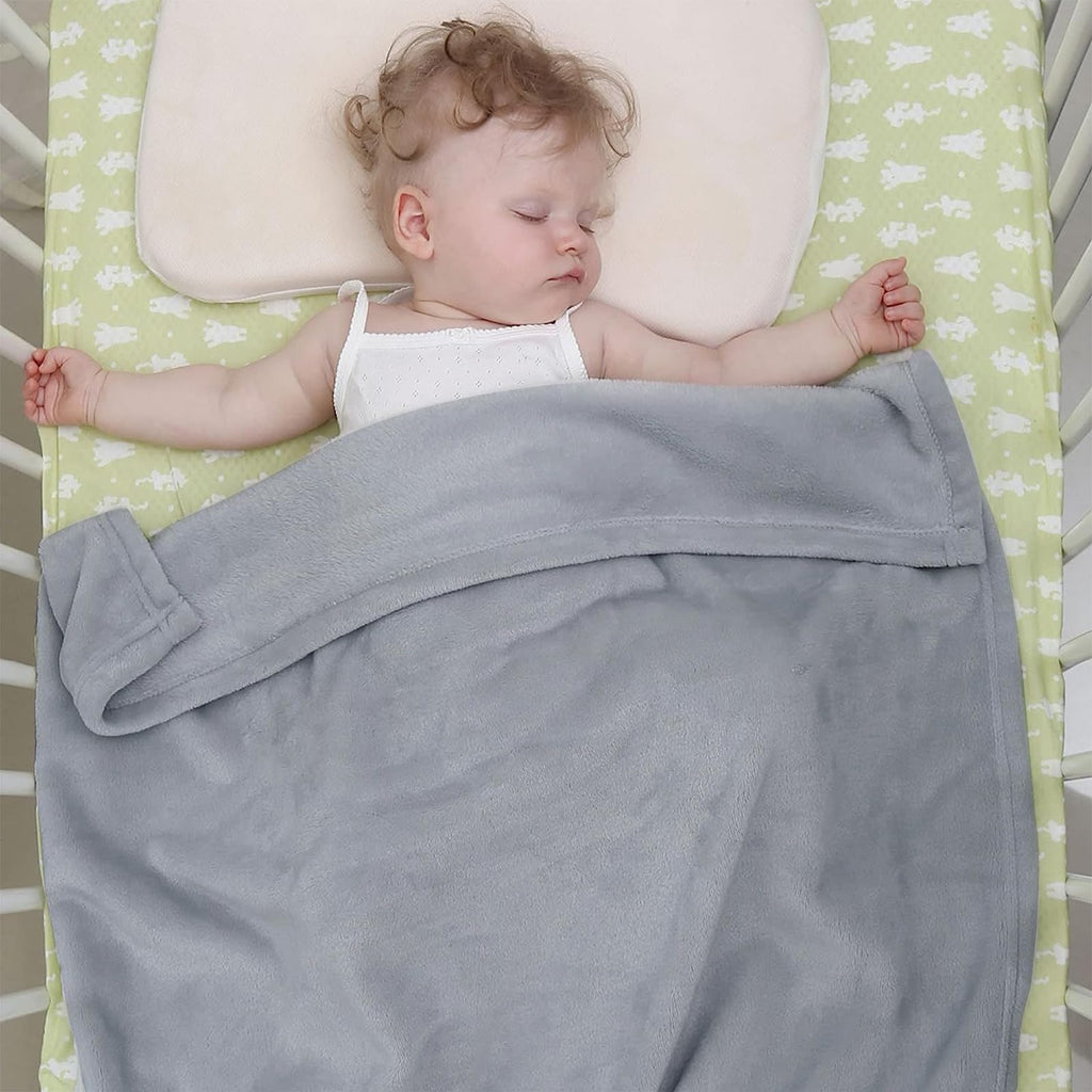 KMUSET Kids Blanket for Boys Girls 30x40 inches, Soft Cozy Fuzzy Swaddle Throw Blanket, Small Fleece Blanket for Crib Stroller, Grey