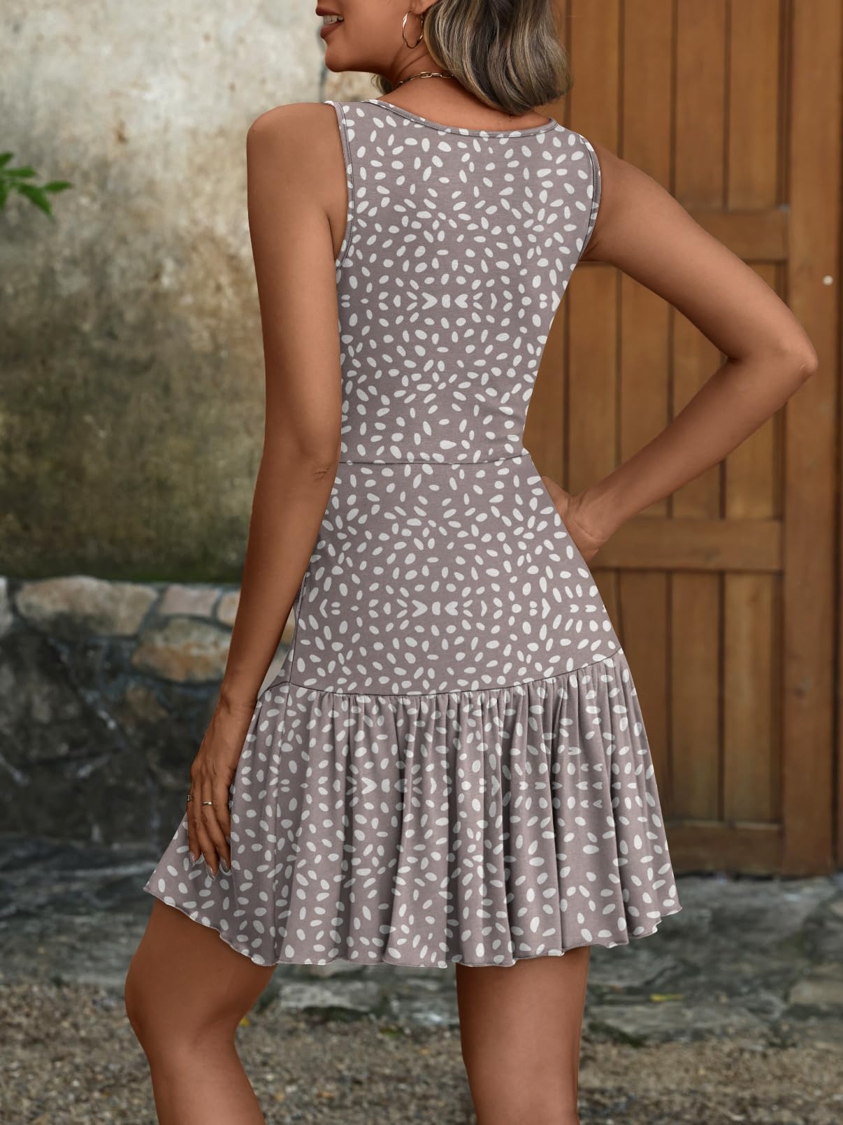 ANRABESS Women's Summer Mini Dress 2026 Sleeveless Sexy Wrap V Neck A-Line Boho Floral Sundress Casual Flowy Beach Dresses
