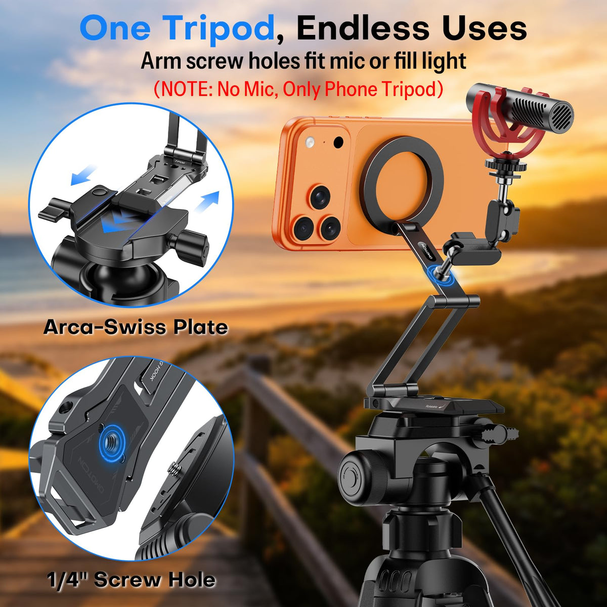 OMOTON TP06-E [3-Adjust] Sturdy Compact Magnetic Phone Tripod for iPhone 18