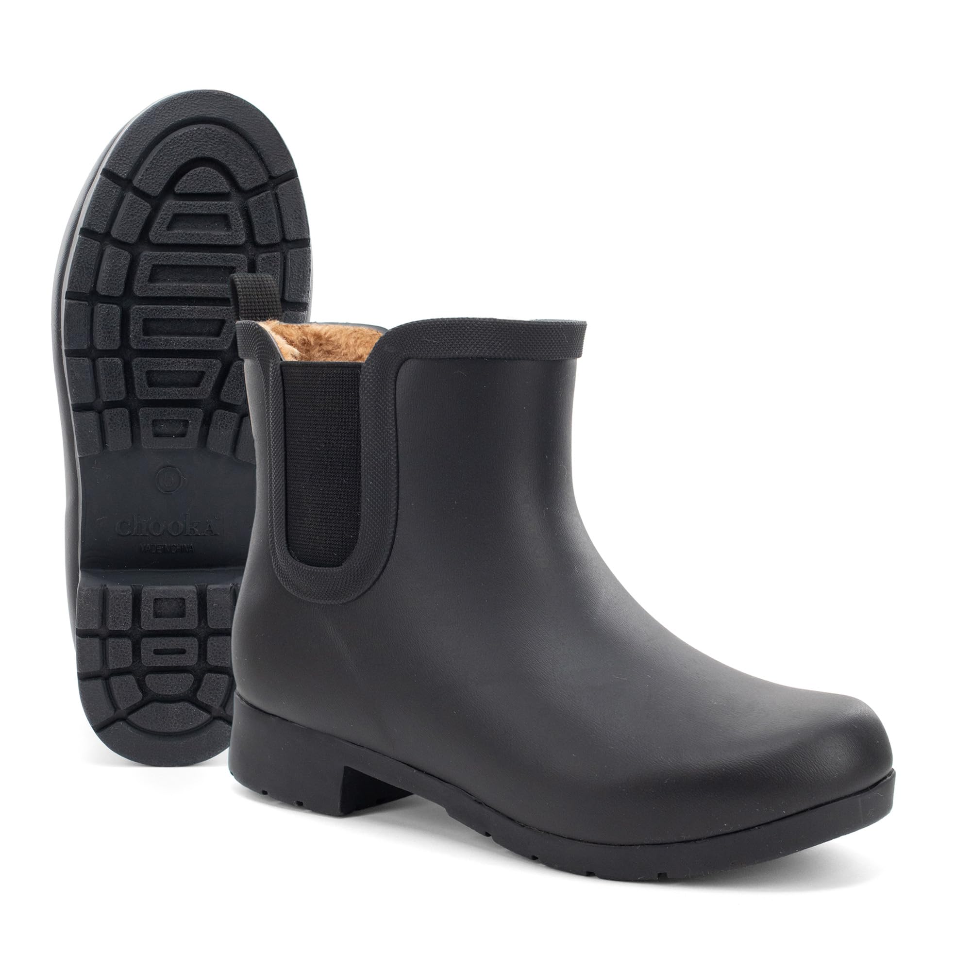 Chooka Women's Waterproof Plush Chelsea Bootie Chelsea Boot, Delridge Black, 8 M