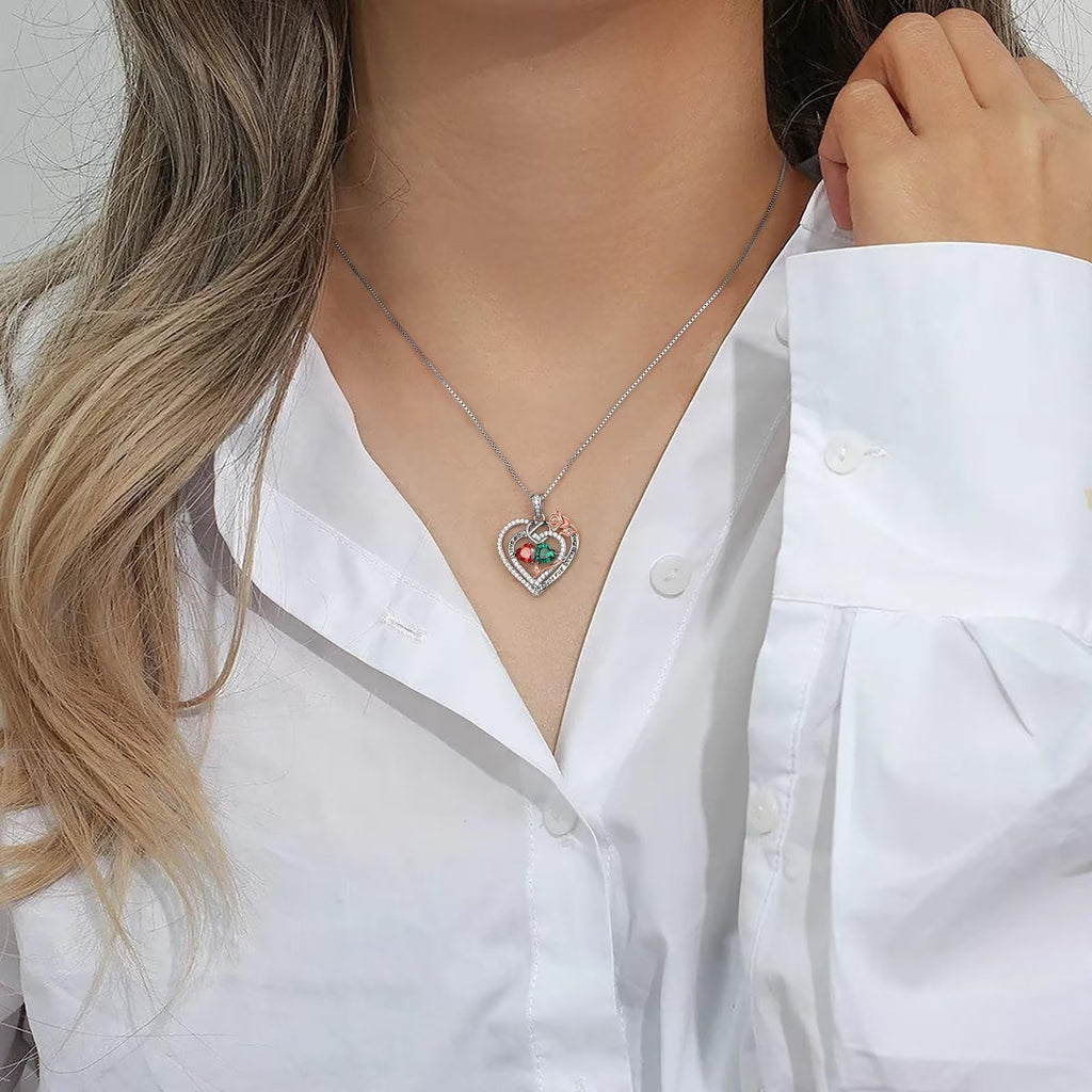 Iefil Gifts for Wife - Anniversary Ideas Gifts for Women Wife Her, Rose Heart Birthstone Necklace | Sapphire Blue Necklace