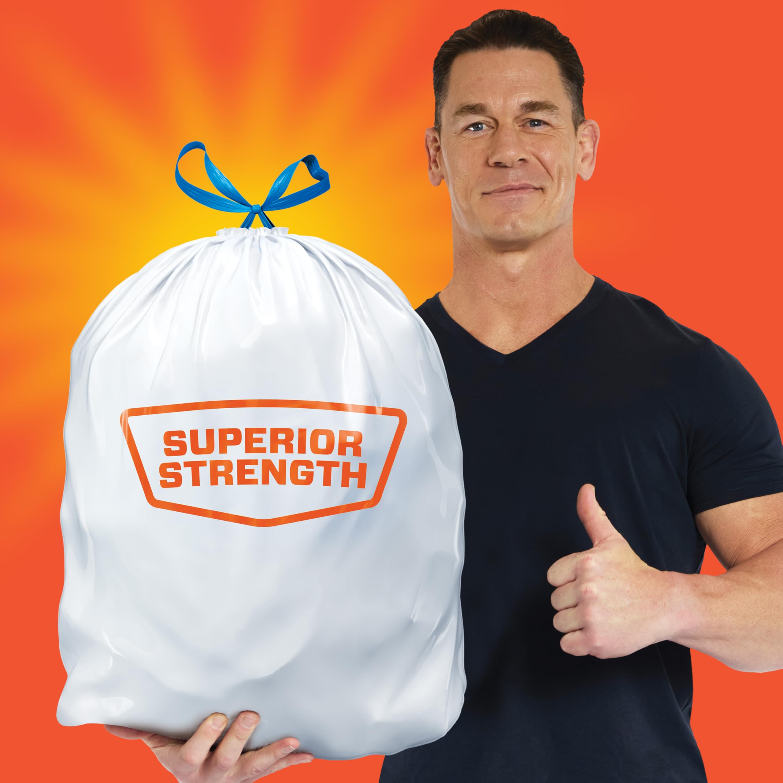 Hefty Strong 13 Gallon Trash Bags, Tall Kitchen Trash Bags, UnscentedLarge Trash Bags with Drawstrings, Durable Closure, Resists Leaks, Punctures, and Tears, White, Unscented, 90 Bags