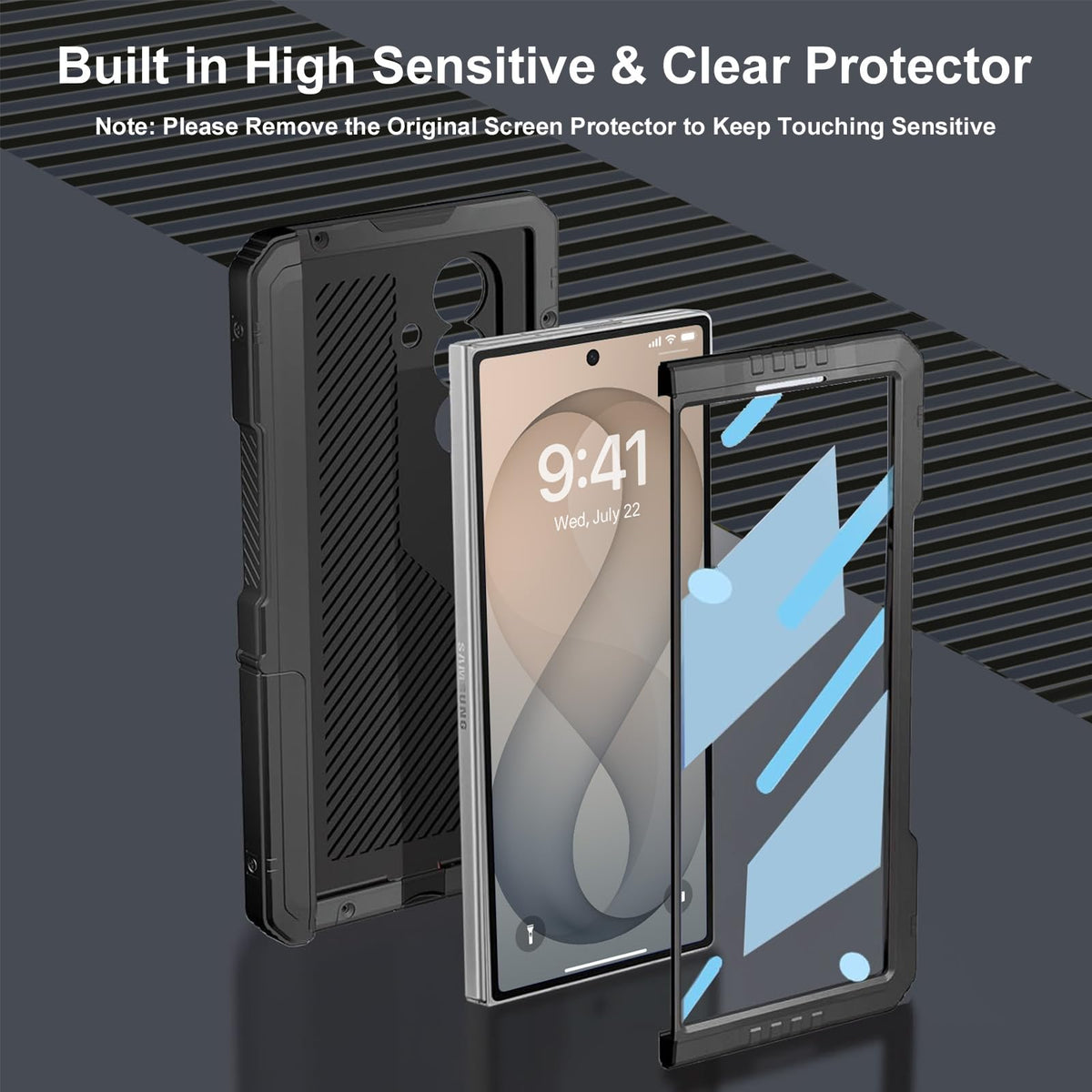 Libeagle Rugged Armor Magnetic Case for Samsung Galaxy Z Fold 8 Ultra, Military Grade Drop Protection, Full Hinge Cover, Built-in Screen Protector & Kickstand, Metal Shockproof Protective Case, Black