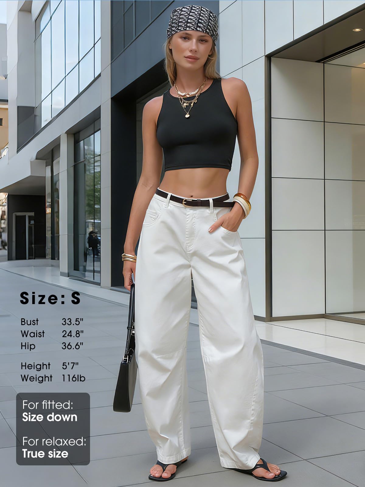 EXLURA Womens Barrel Jeans Wide Leg Y2K Boyfriend Denim Pants Hip Hop Vintage Baggy Jeans Cotton Mid-Low Elastic Waist Pants White