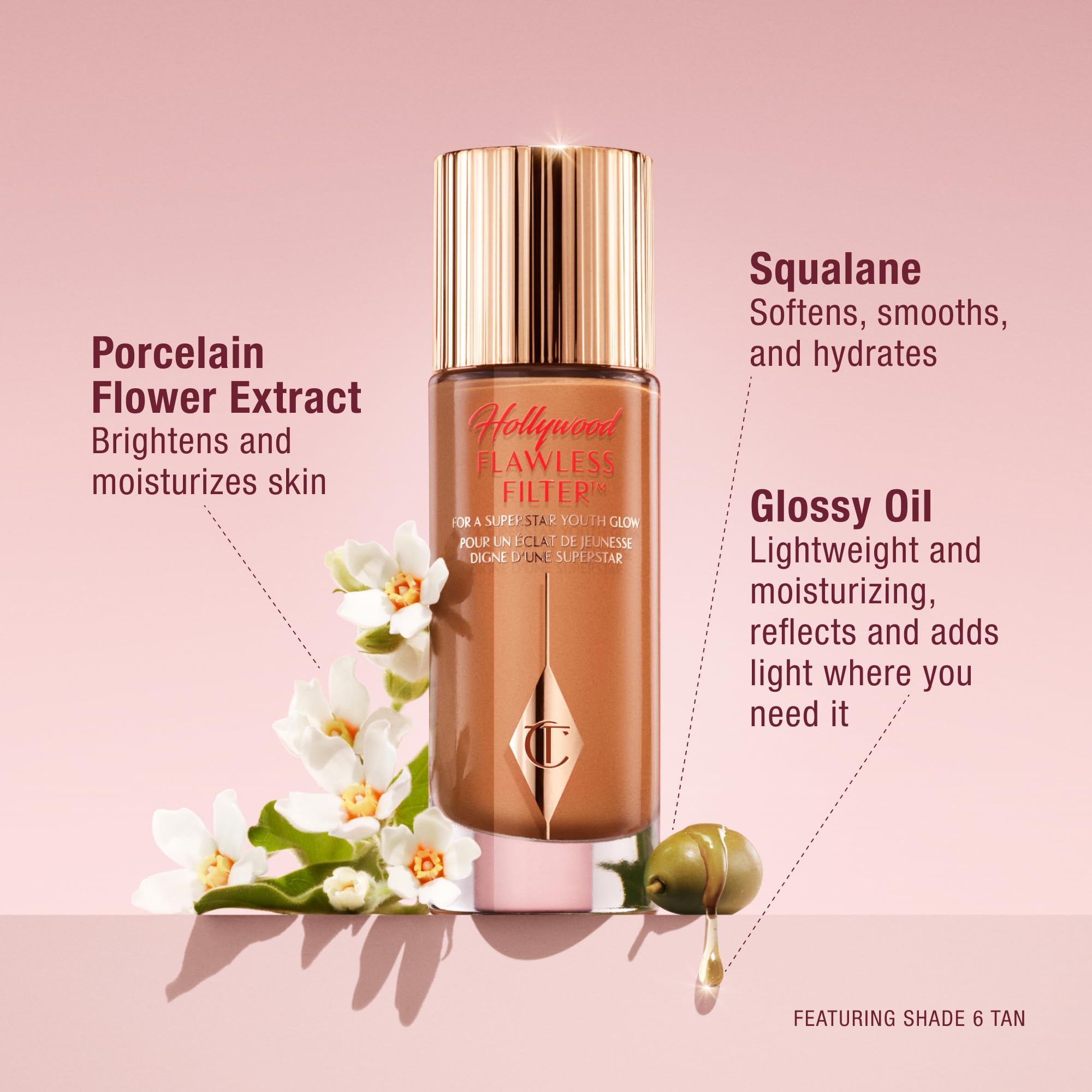 Charlotte Tilbury Hollywood Flawless Filter - Multi‑Use Makeup Primer, Complexion Booster & Illuminating Liquid Highlighter with Sheer Coverage - Smooths & Blurs Skin - 1 Fair