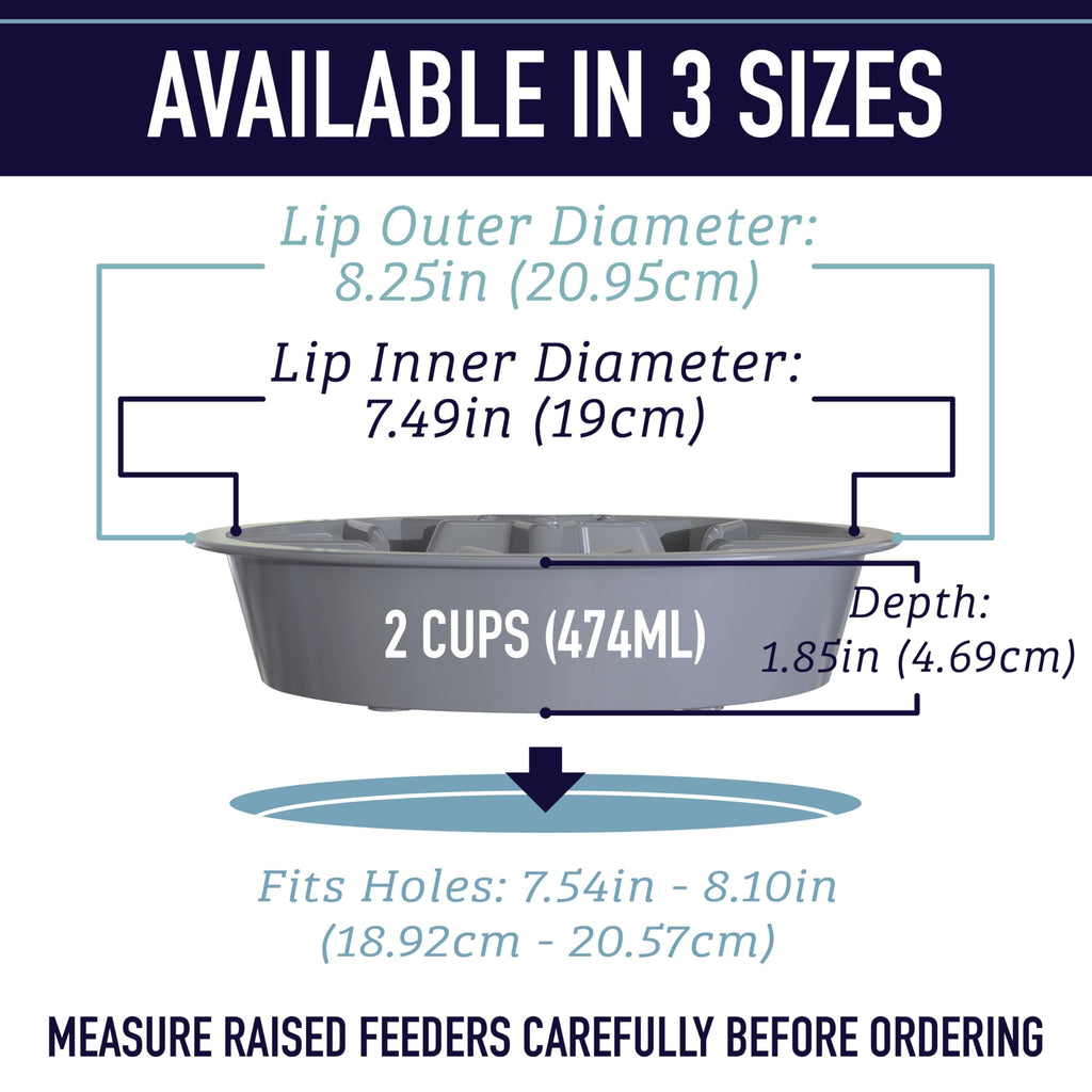 Leash Boss Slow Feeder Dog Bowls (2 Cup) Puzzle Dog Food Bowl - Fits into Elevated Pet Feeders - Slow Eating for Large, Medium & Small Sized Breeds - Gray
