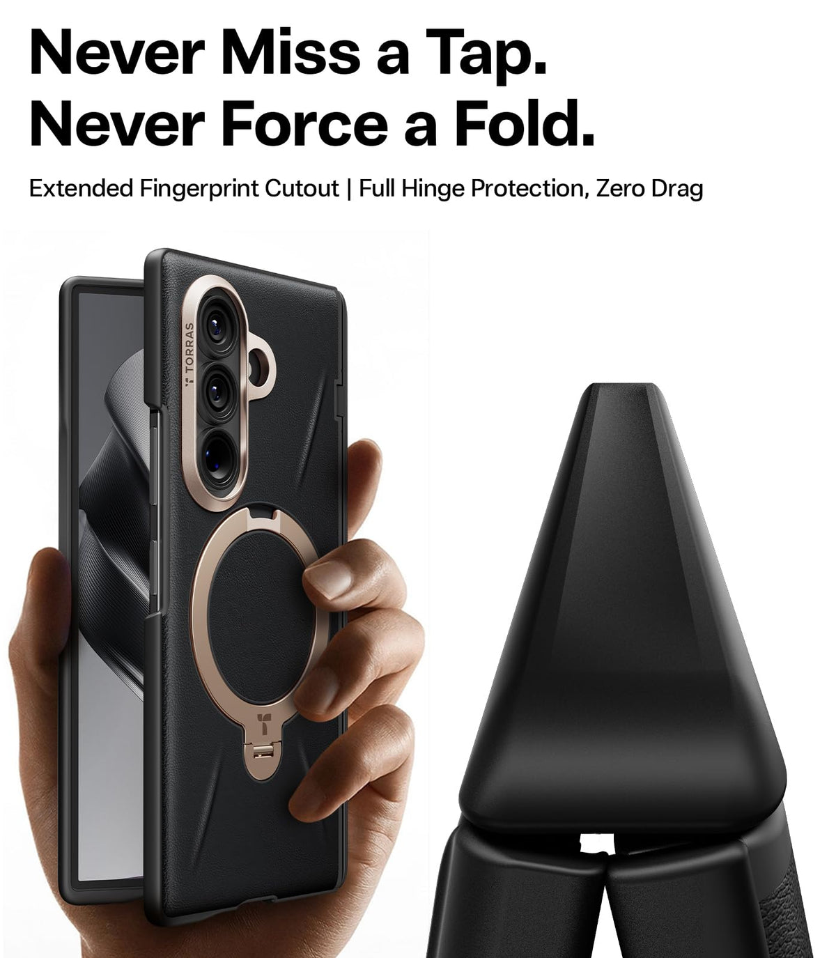 TORRAS Q3 VegSkin for Galaxy Z Fold 8 Ultra Case Leather, Magnetic Stand