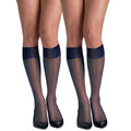 Hanes Silk Reflections Reinforced Toe Silky Sheer Knee-High Stockings, Classic Navy, One Size (Pack of 2)