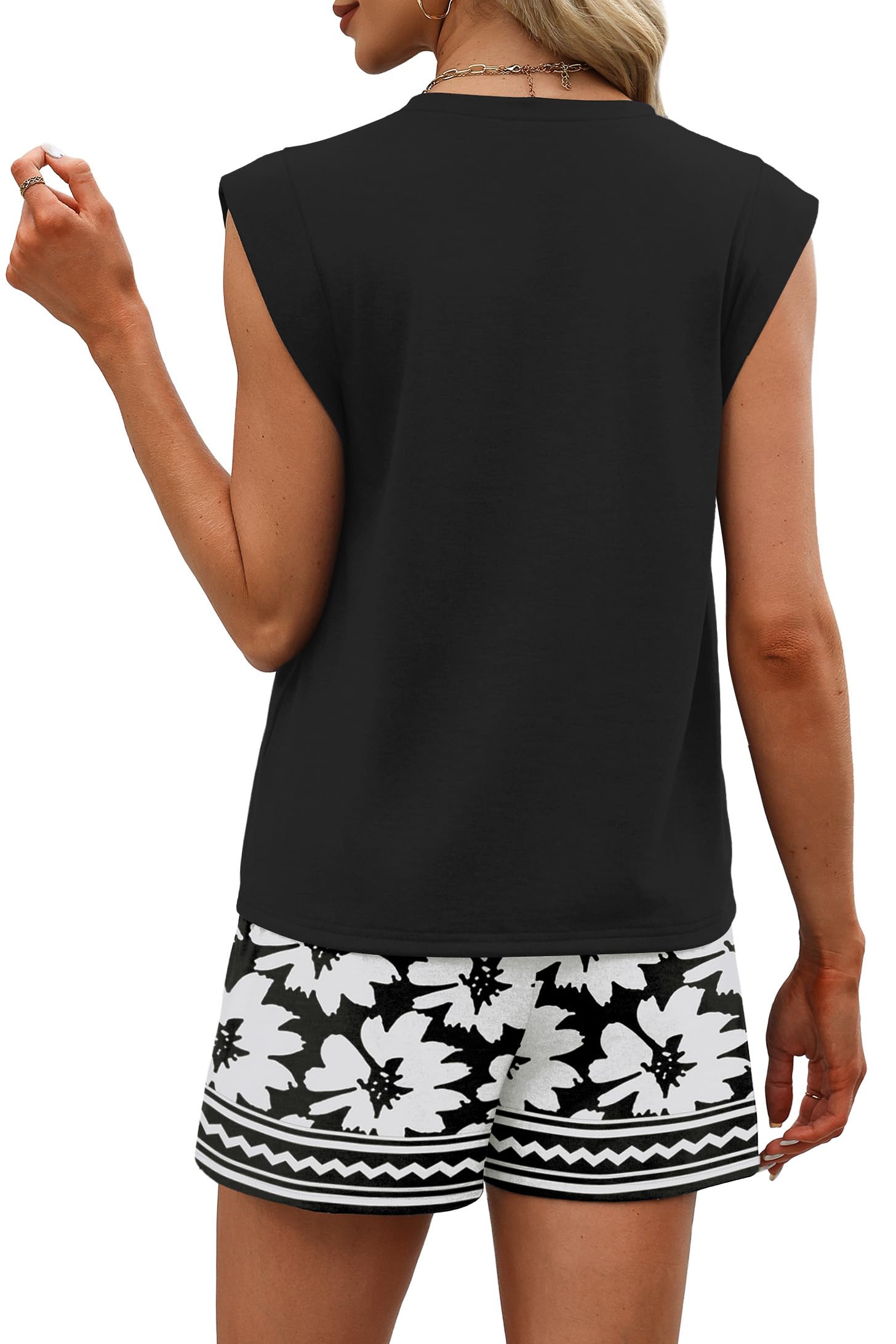 WIHOLL Lounge Sets for Women 2 Piece Short Sets Summer Fashion 2026 Beach Vacation Clothes Comfy Travel Outfit for Airplane Loungewear Spring Break Sweatsuits Sleeveless Seniors Country Concert S